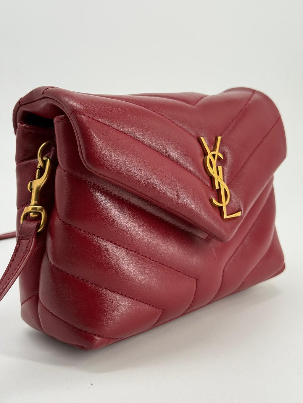 Saint Laurent Loulou Toy Quilted Burgundy Leathers with Gold Hardware