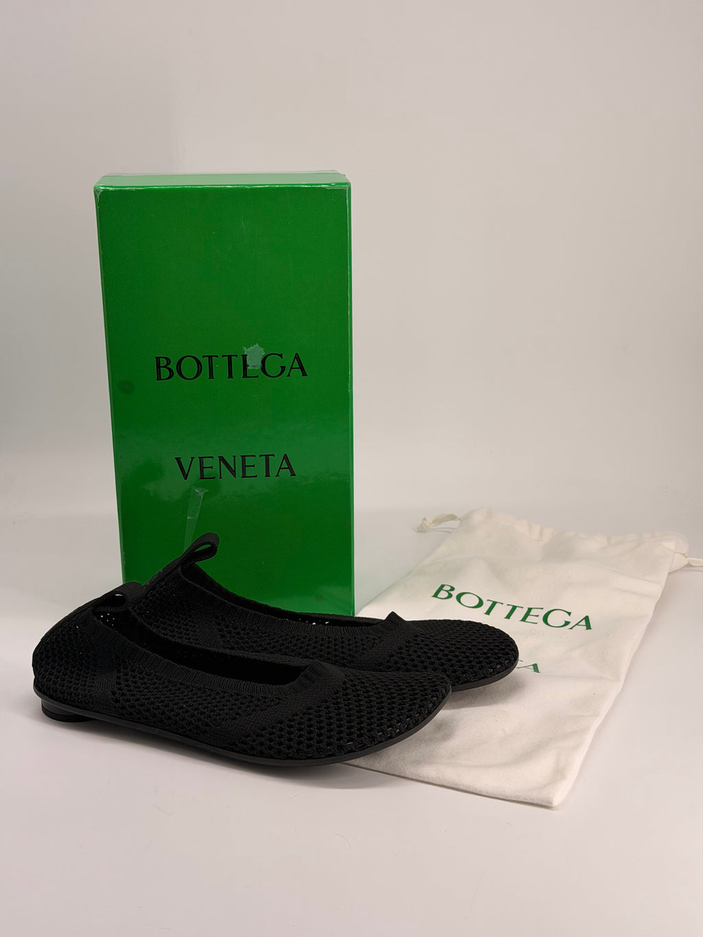 Bottega Veneta Atomic Knit Ballerina Flats Black Size 40