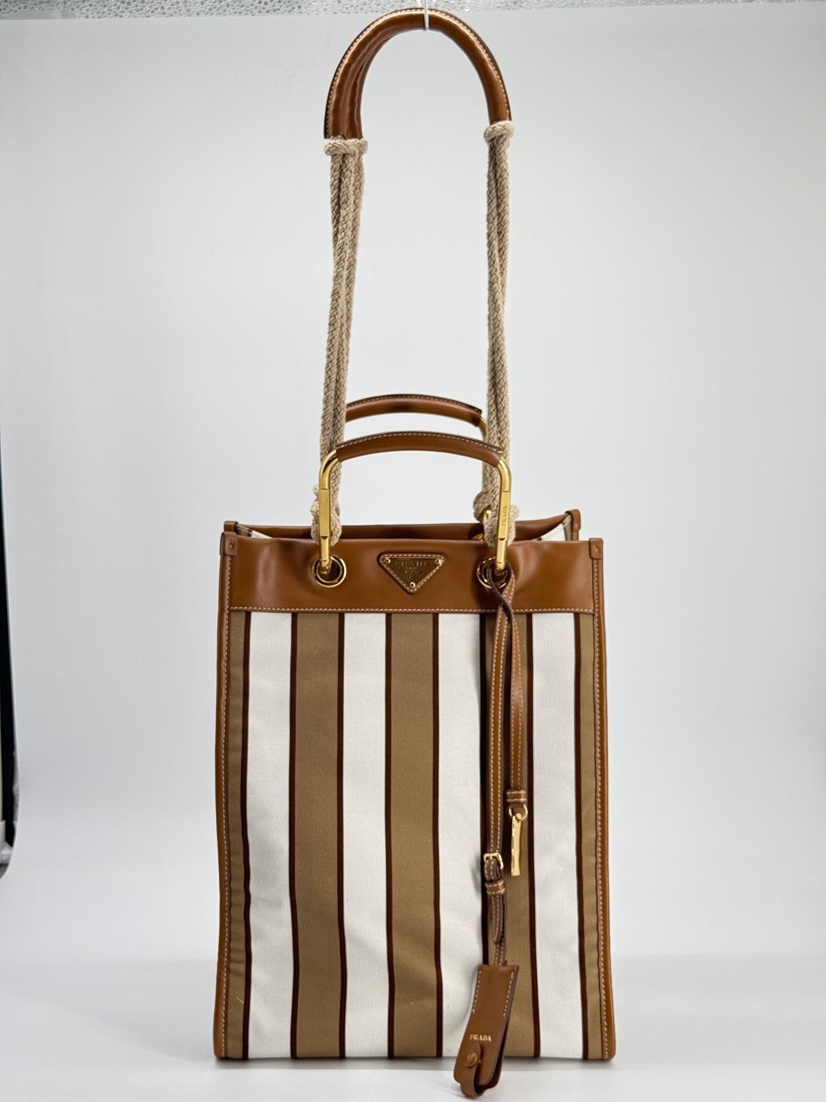 Prada Tote Canvas and Leather Limited Edition Tote Bag