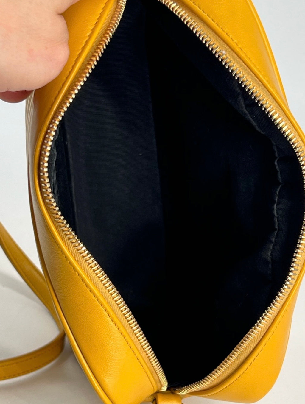 Saint Laurent Lou Camera Crossbody Bag with Tassel in Yellow Calfskin