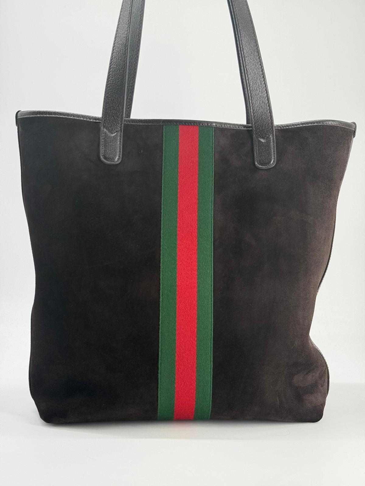 Gucci GG Web Suede Leather Tote Bag
