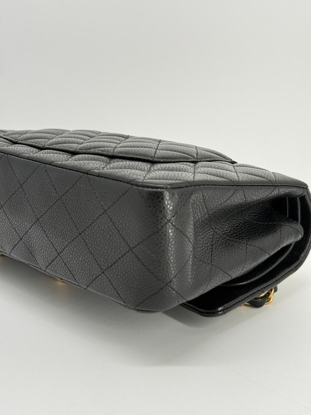 Chanel Medium Double Flap Caviar Black Leather Shoulder Bag