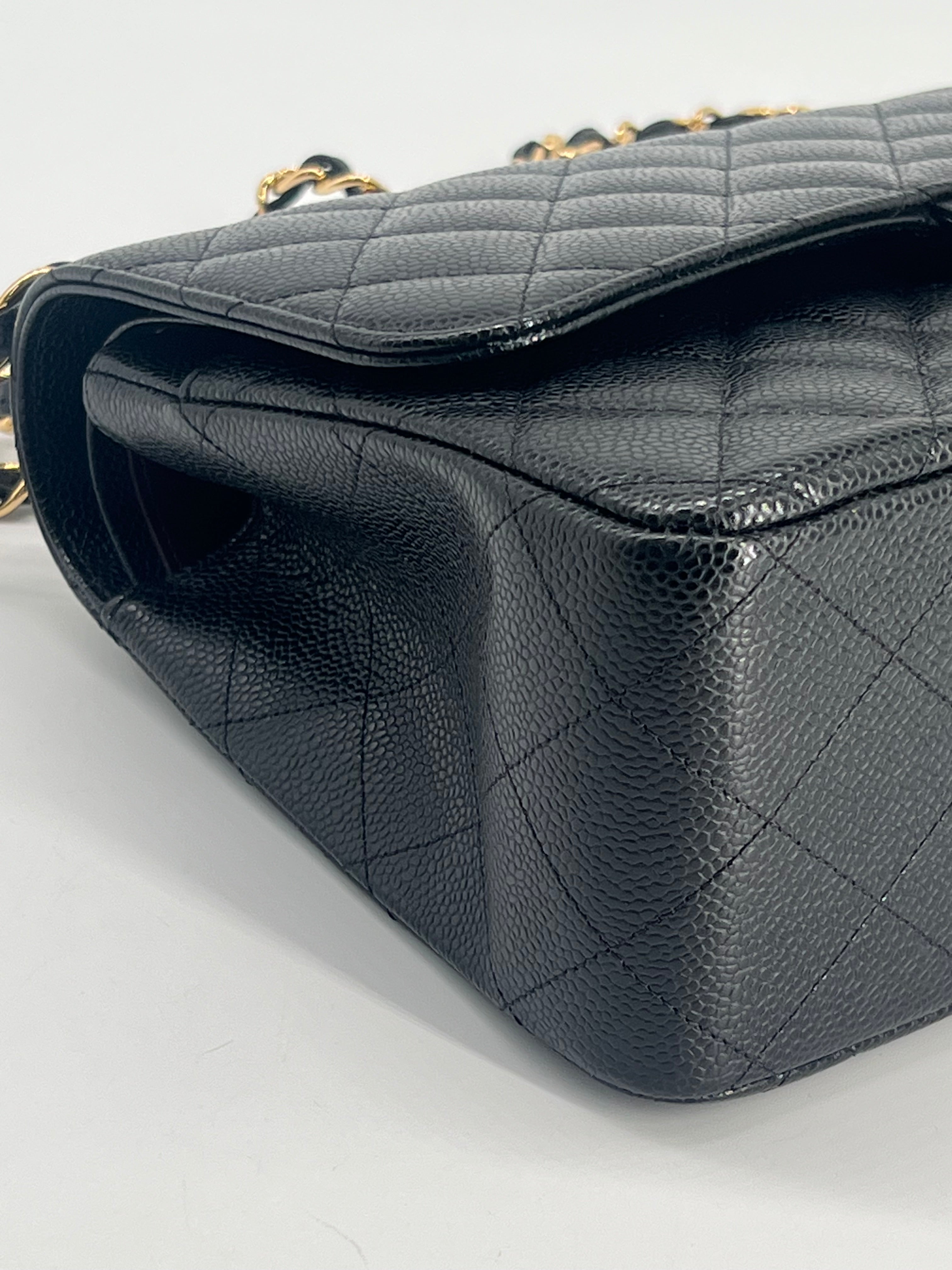 Chanel Classic Jumbo Double Flap Black Caviar Leather With Gold Hardware