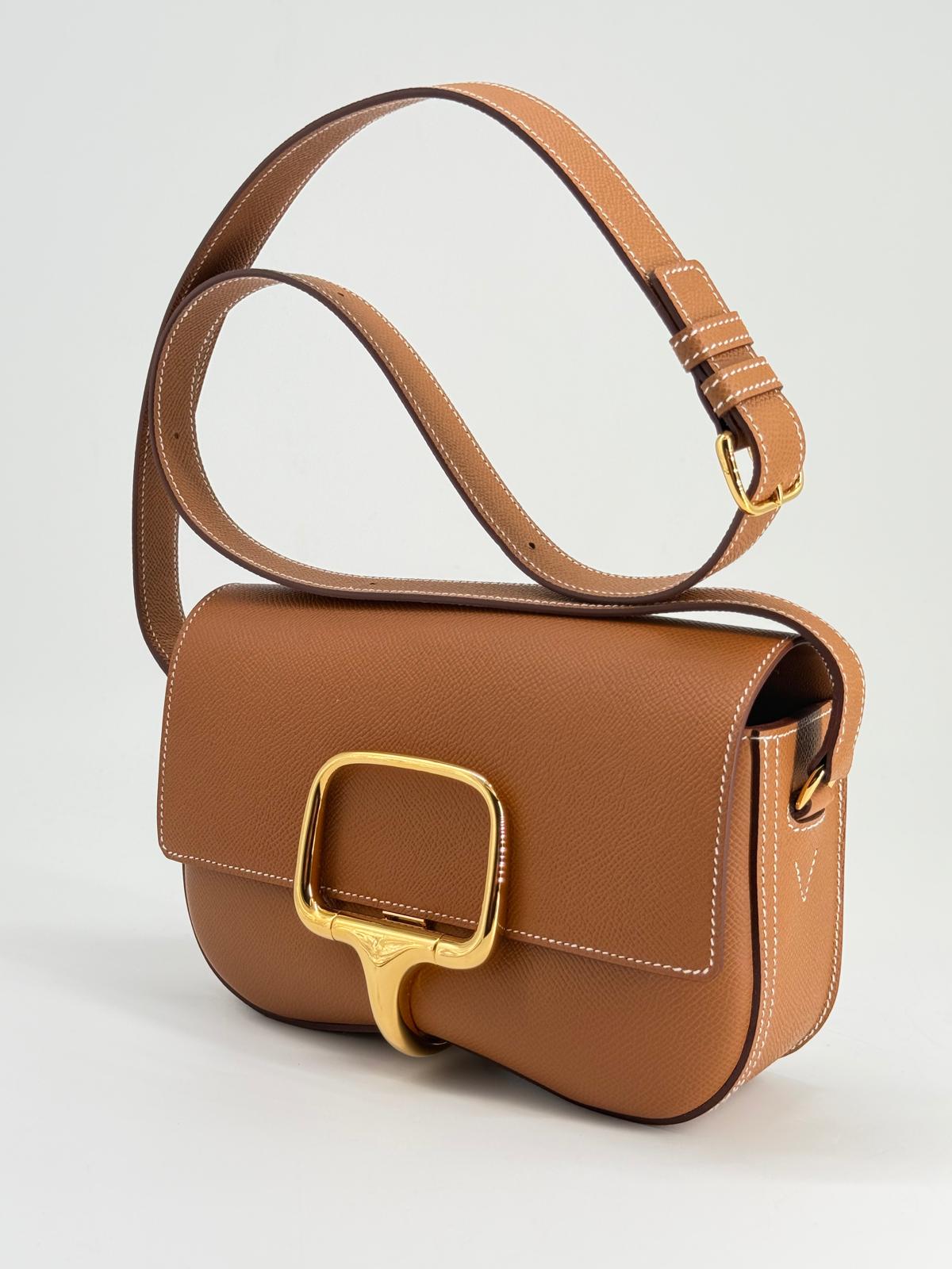 Hermes Epsom Della Cavalleria Elan Brown Leather Shoulder Bag Gold Hardware