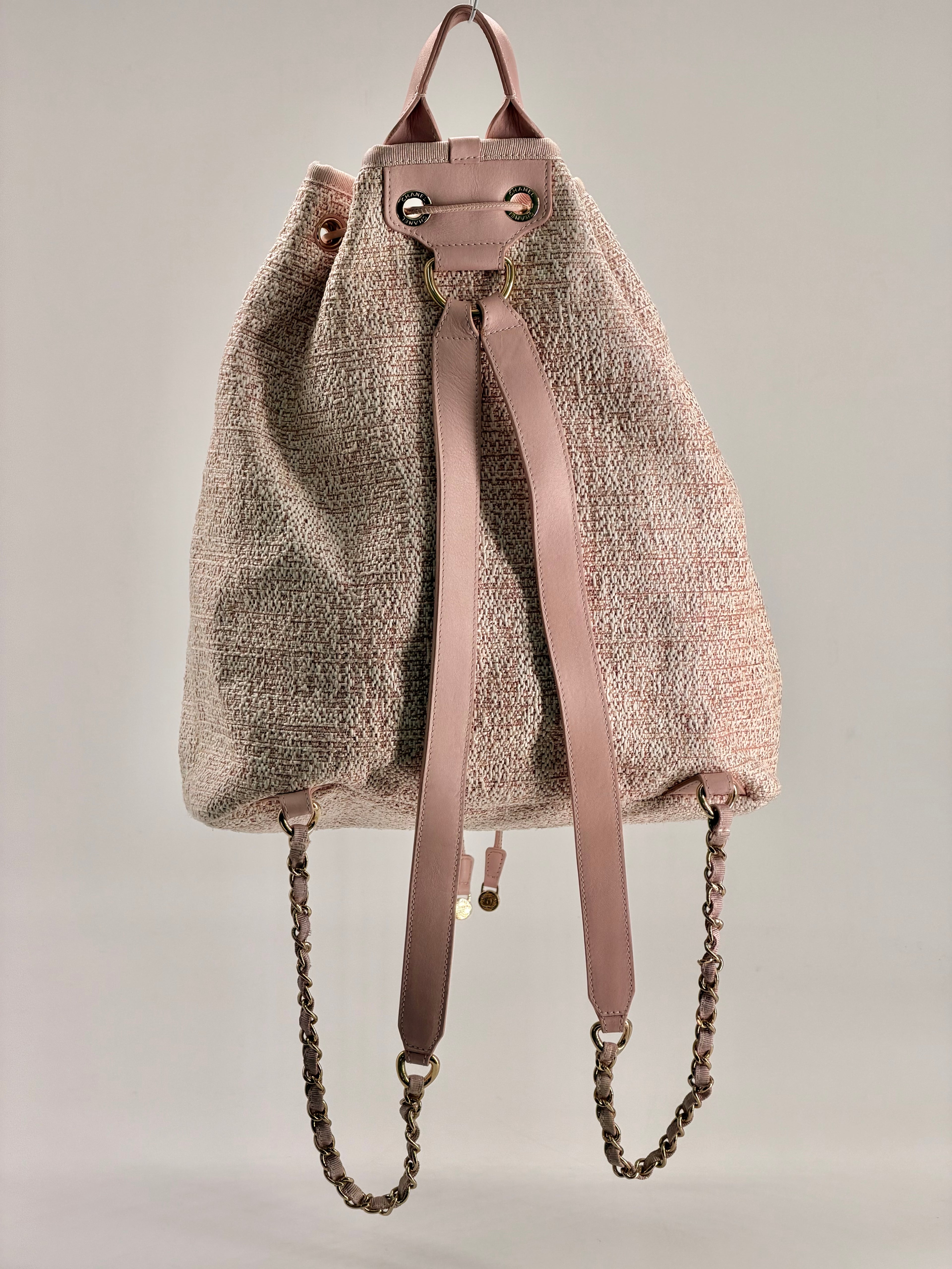 CHANEL Deauville Backpack Pink Drawstring Backpack