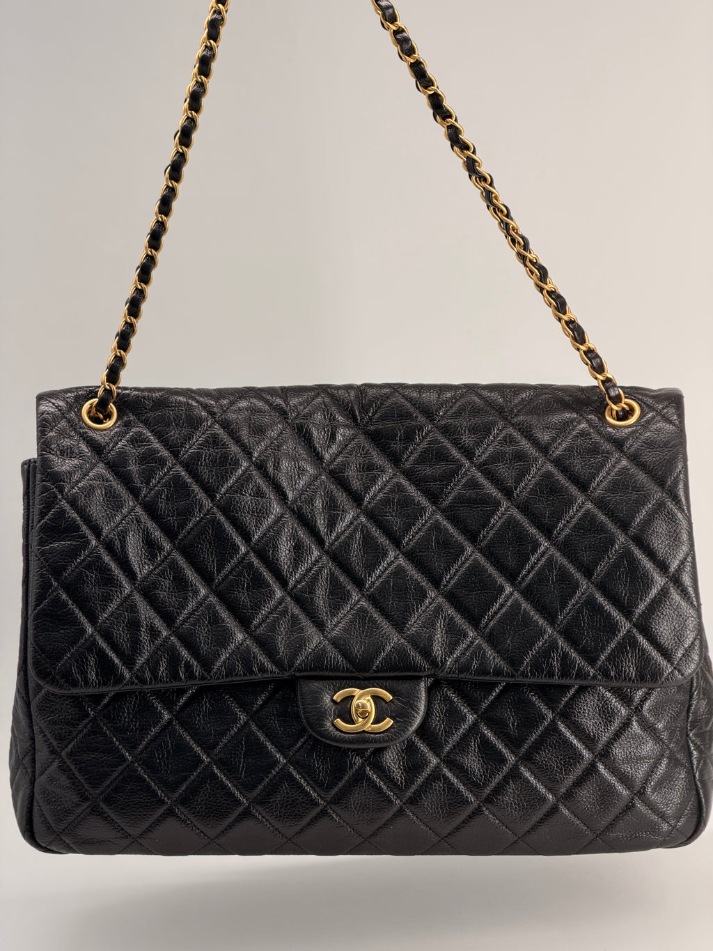 Chanel Travel XXL Black Grained Calfskin Shoulder Bag