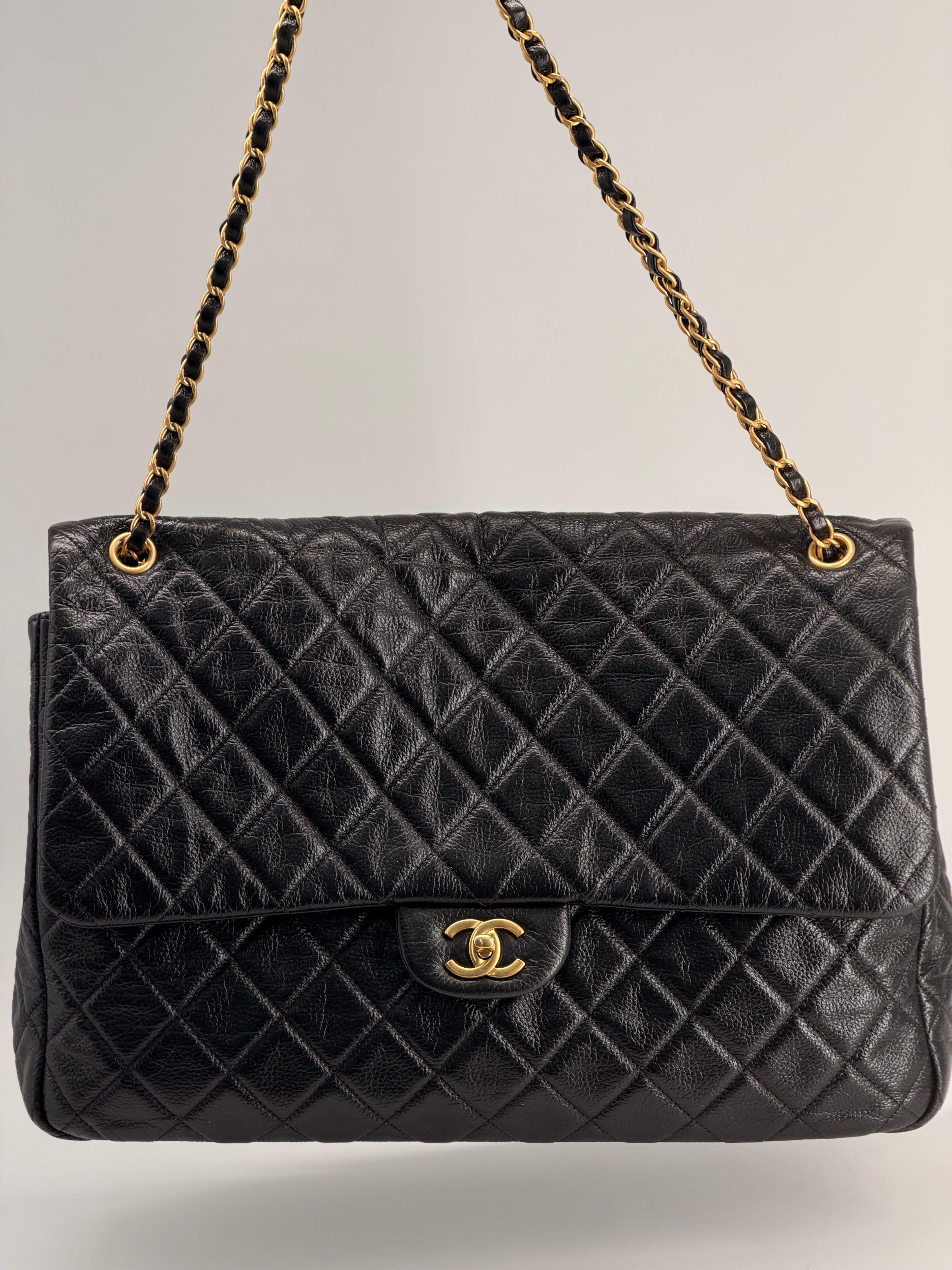 Chanel Travel XXL Black Grained Calfskin Shoulder Bag