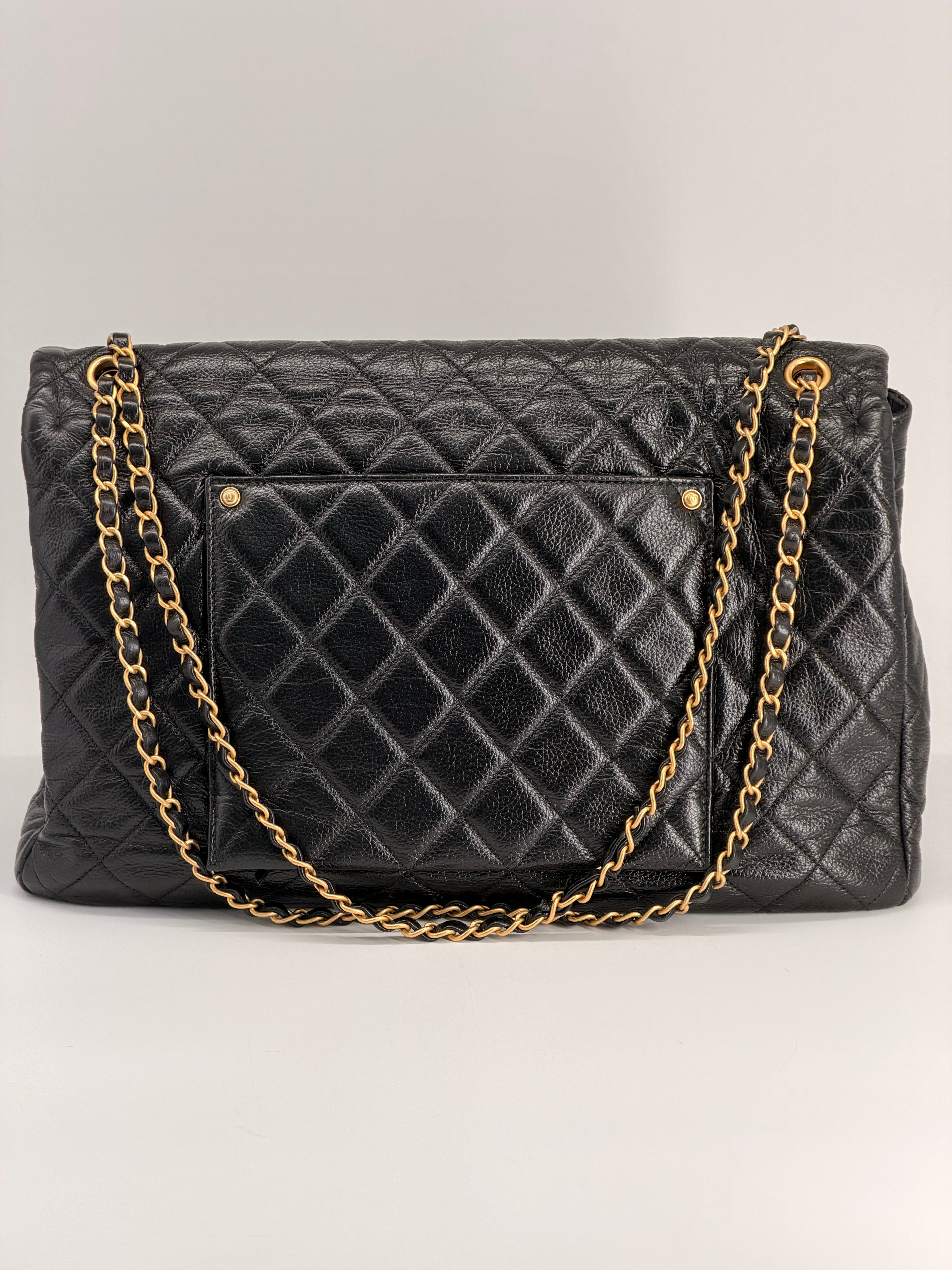 Chanel Travel XXL Black Grained Calfskin Shoulder Bag