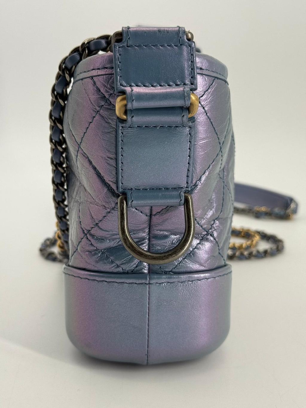 Chanel Gabrielle Small Hobo Iridescent Blue Metallic Shoulder Bag
