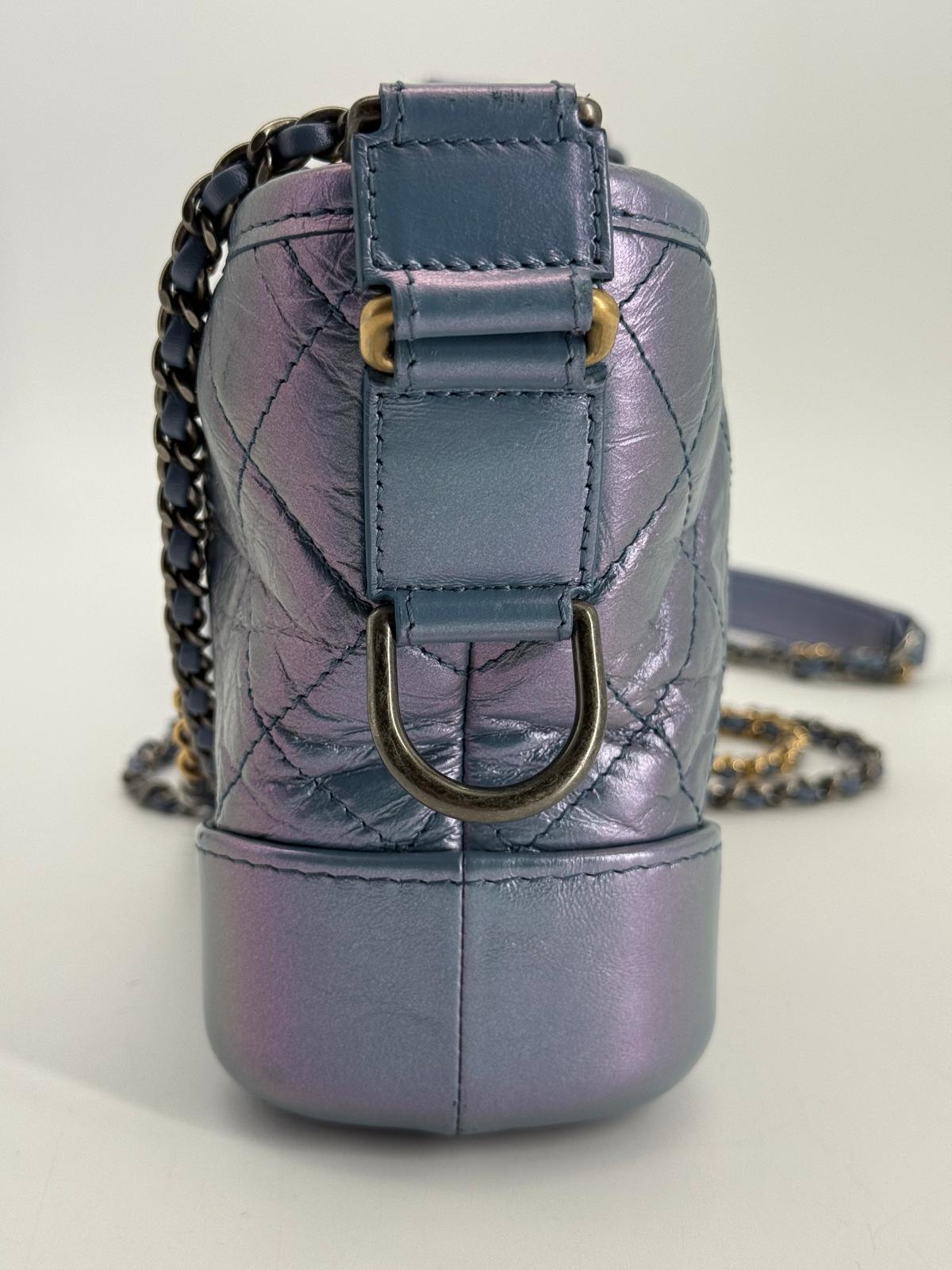 Chanel Gabrielle Small Hobo Iridescent Blue Metallic Shoulder Bag