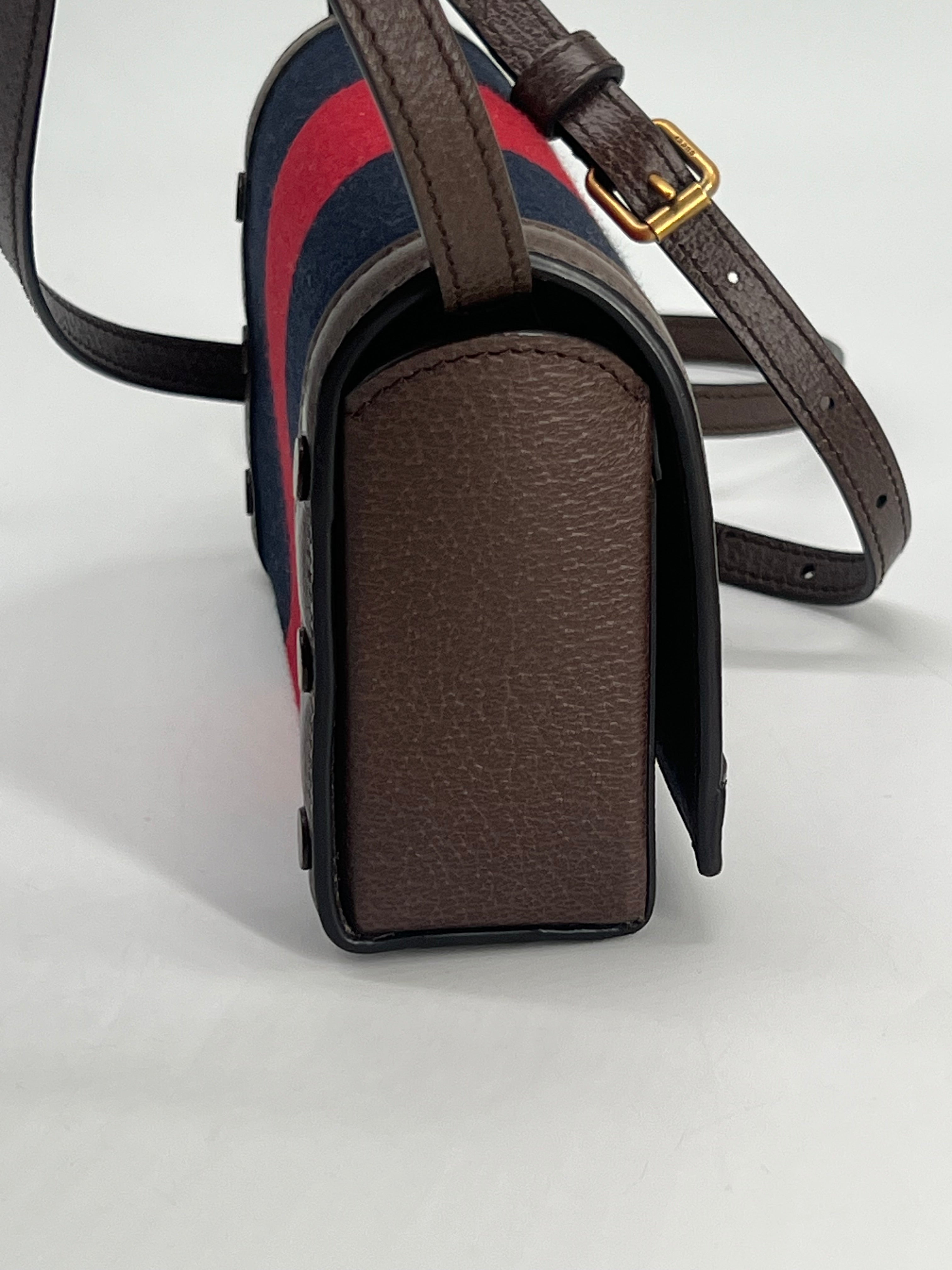 Gucci Ophidia Web Mini Bag Red/Blue Canvas Crossbody Bag