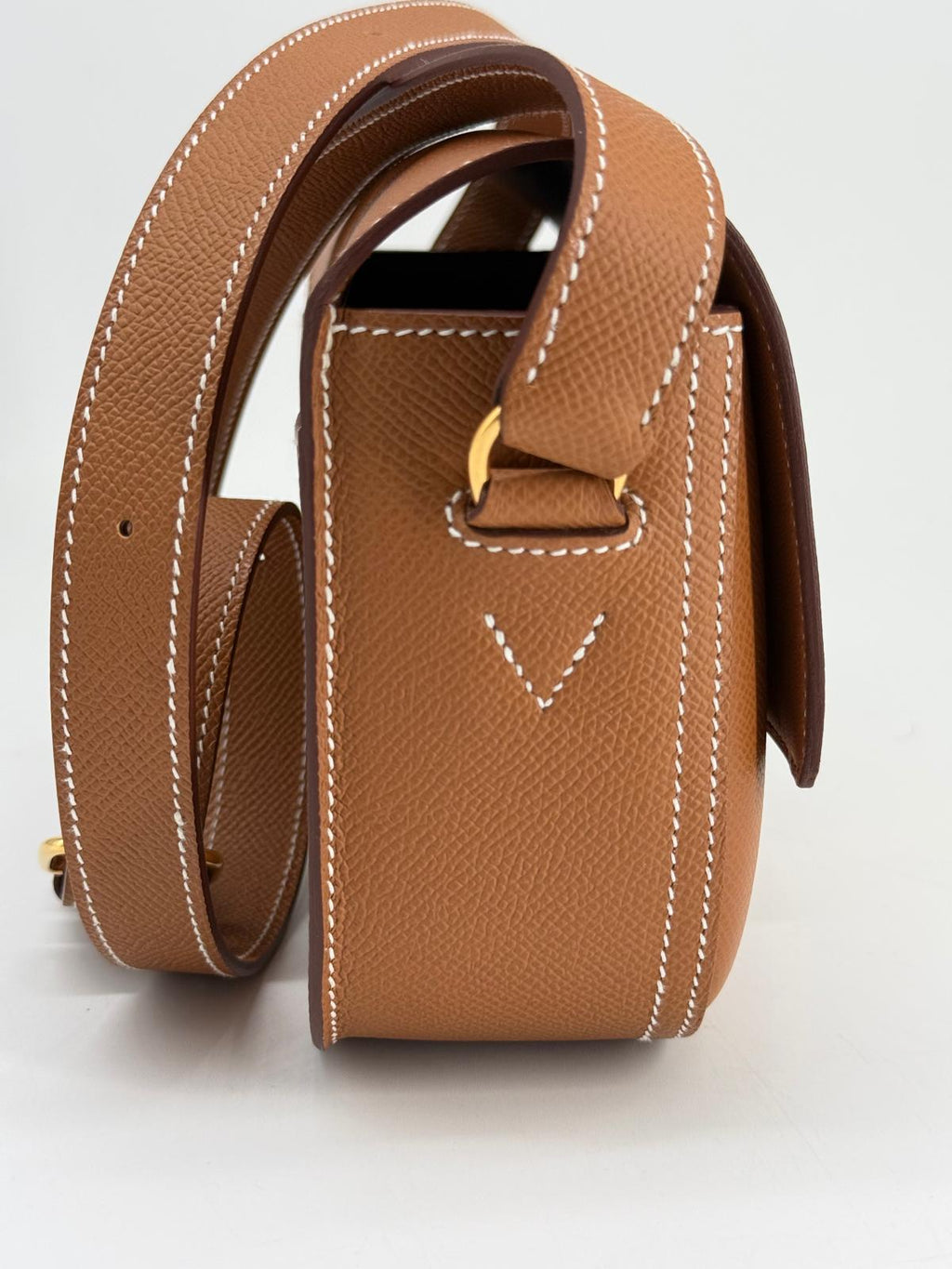 Hermes Epsom Della Cavalleria Elan Brown Leather Shoulder Bag Gold Hardware