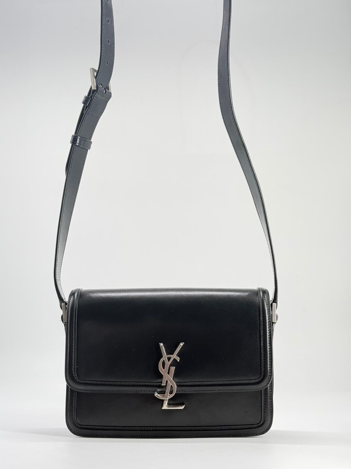 Saint Laurent Solferino Medium Black Leather Shoulder Bag