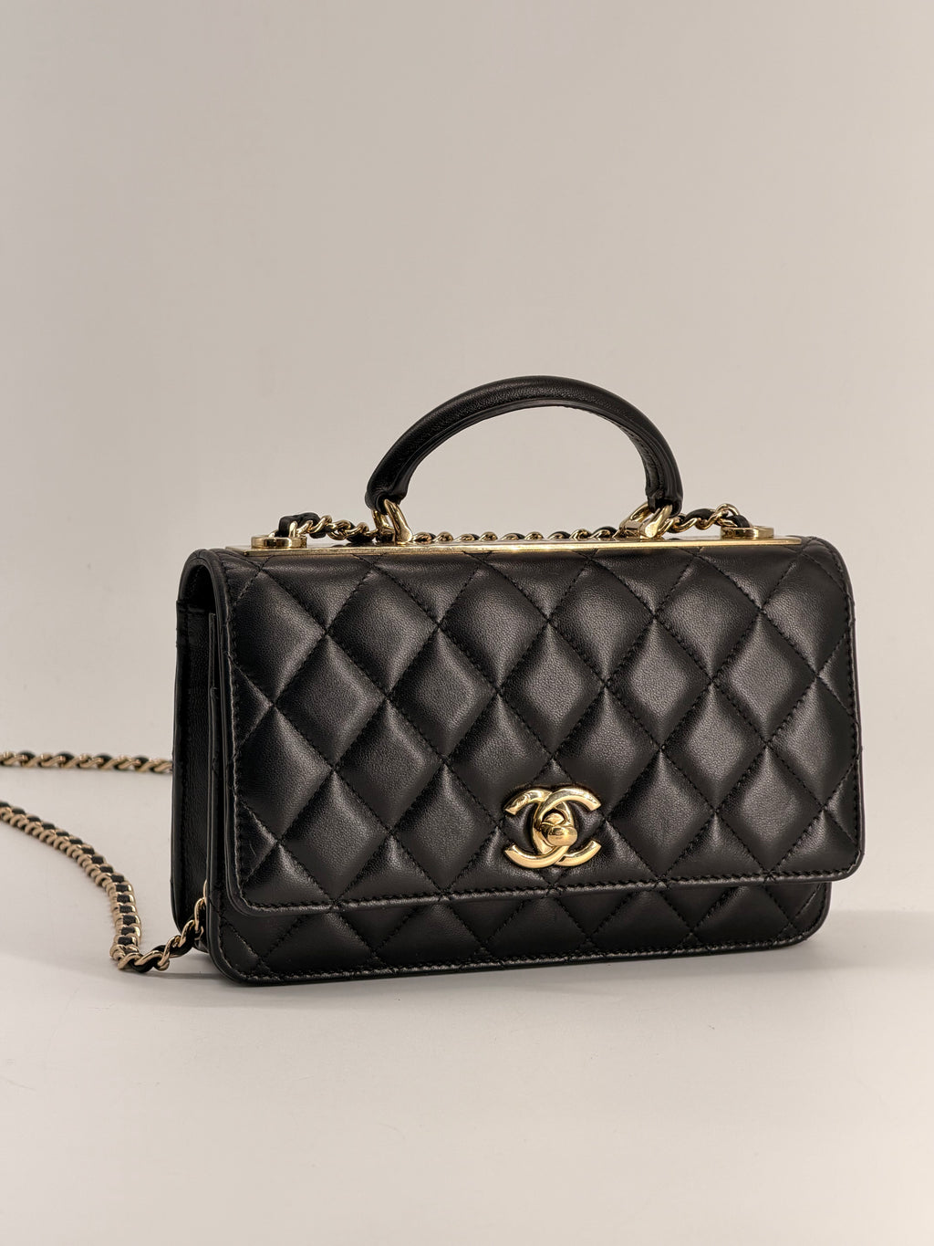 Chanel Trendy CC Wallet On Chain in Black Lambskin Leather