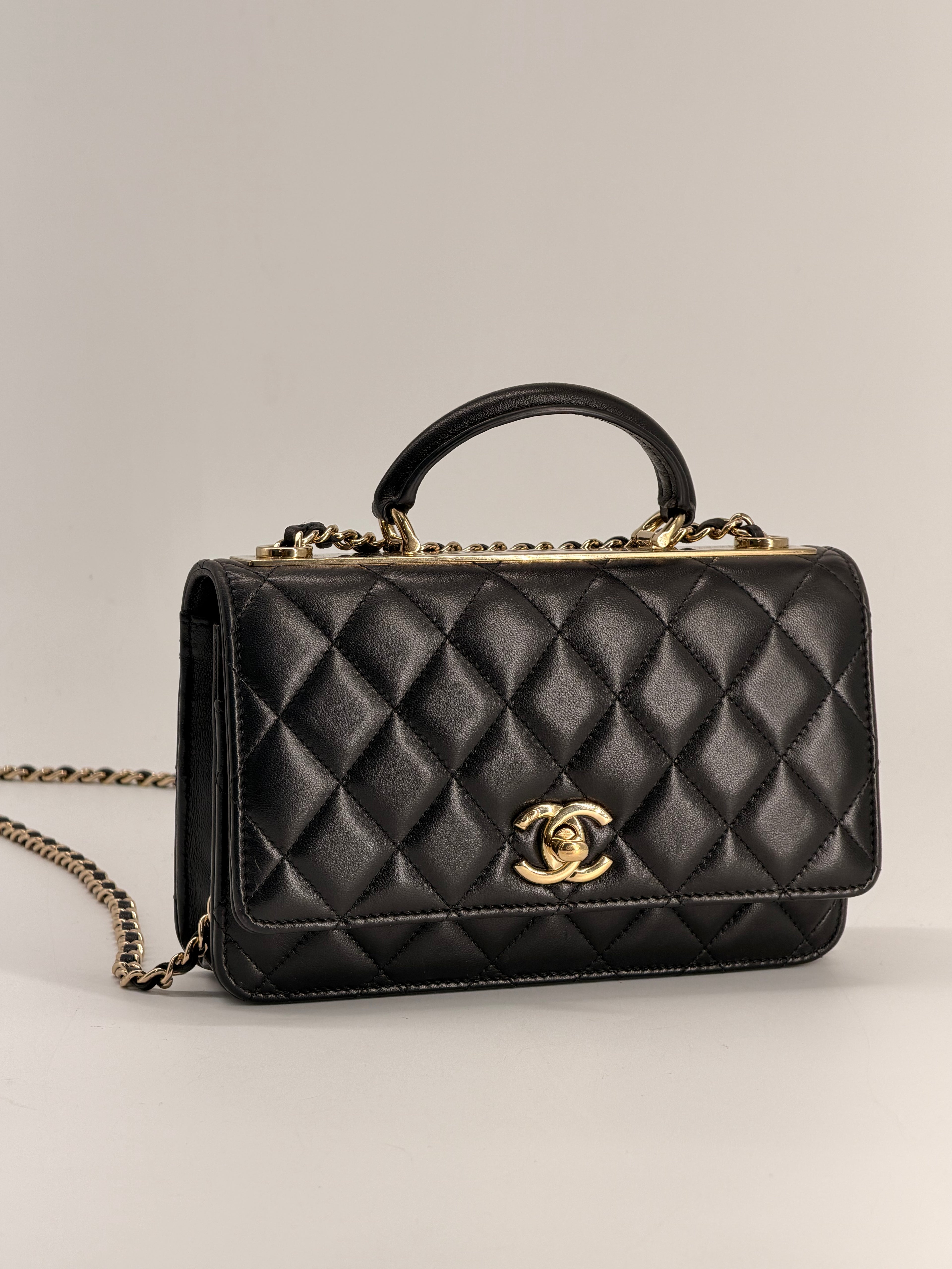 Chanel Trendy CC Wallet On Chain in Black Lambskin Leather