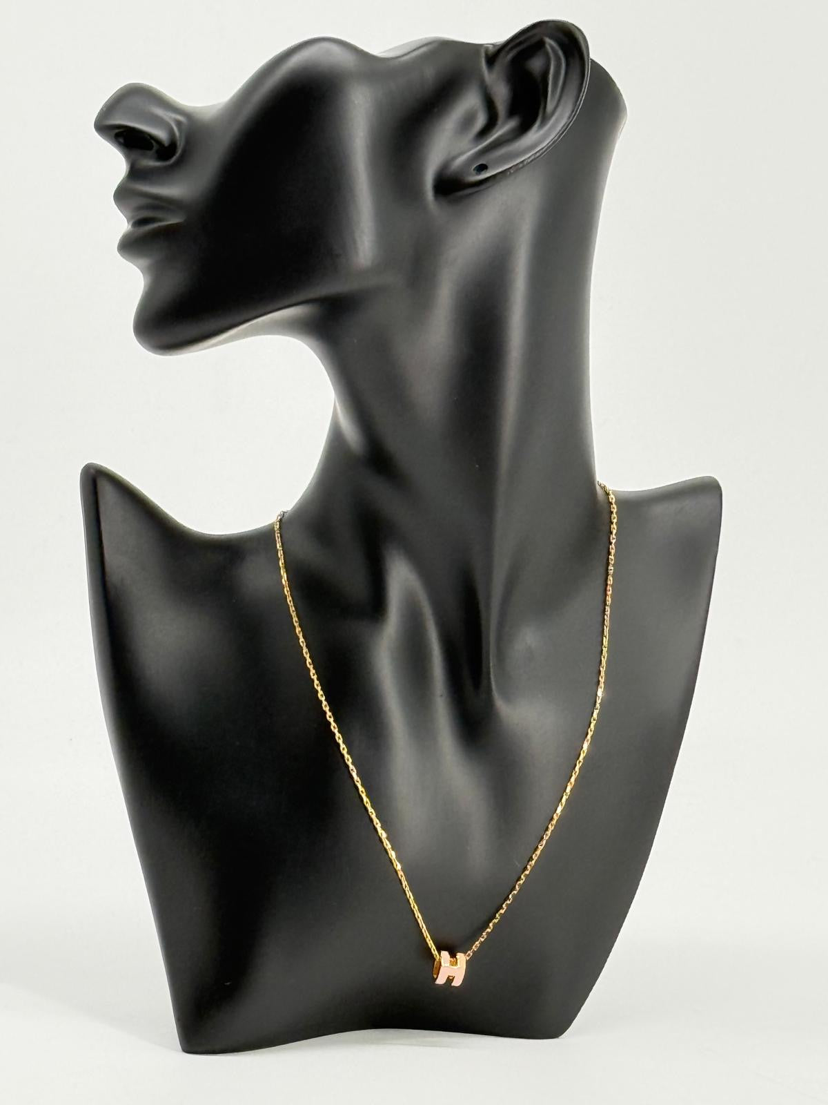 Hermes Mini Pop H pendant necklace pink