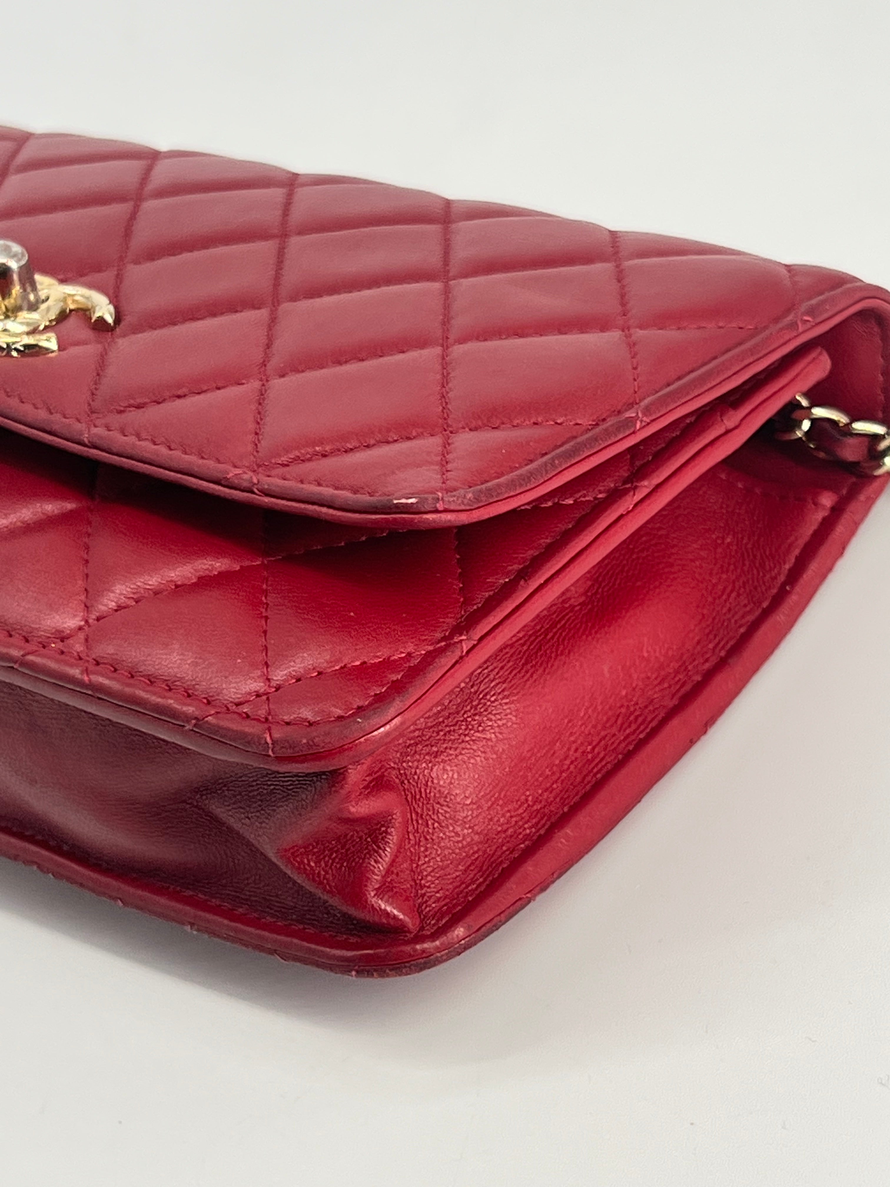 Chanel Trendy CC Wallet on Chain Quilted Red Lambskin