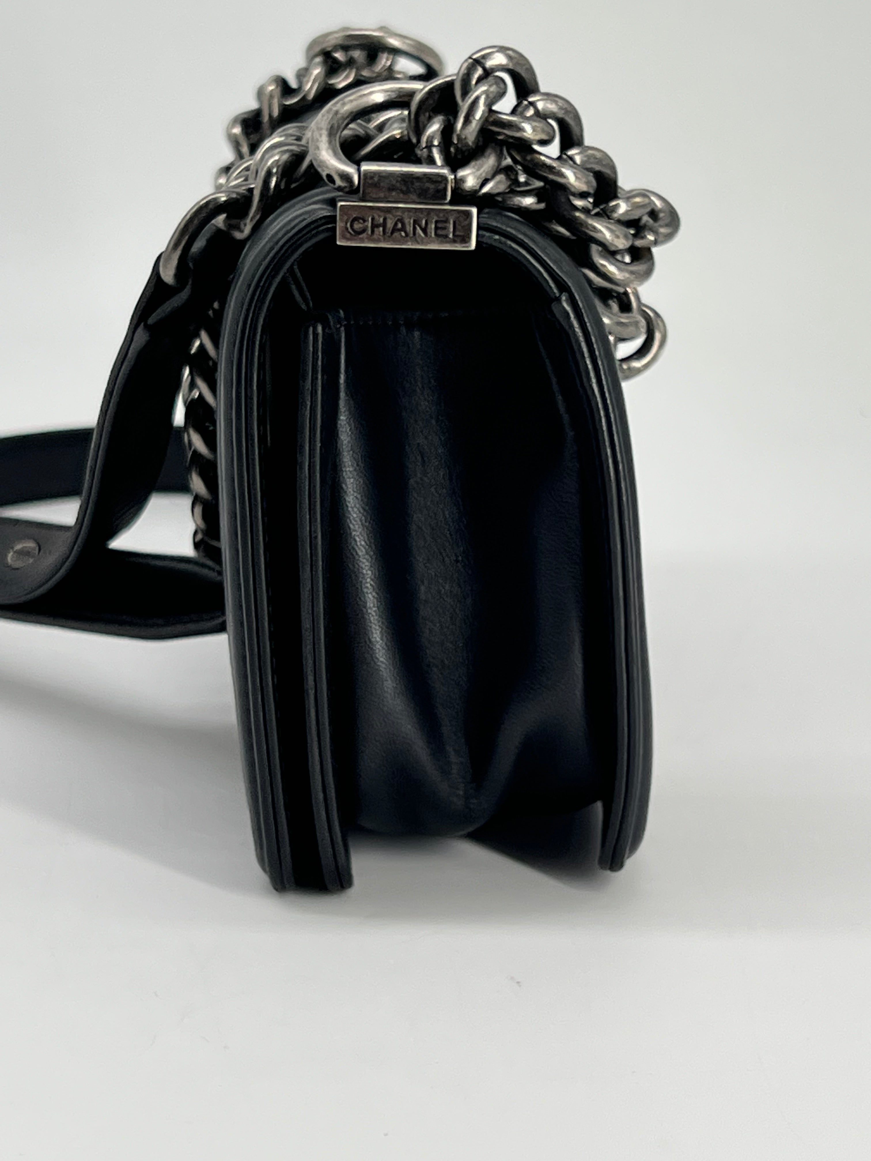 Chanel Small Boy Bag Black Lambskin Shoulder Bag