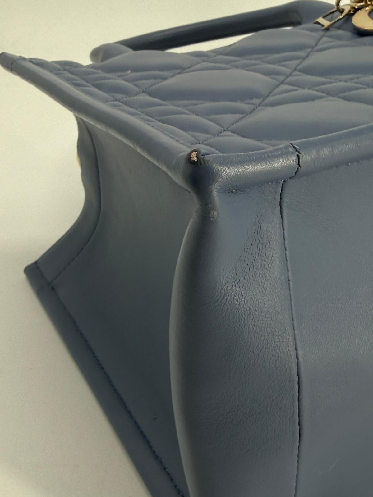 Dior Small Dior Book Tote Blue Macrocannage Leather Bag