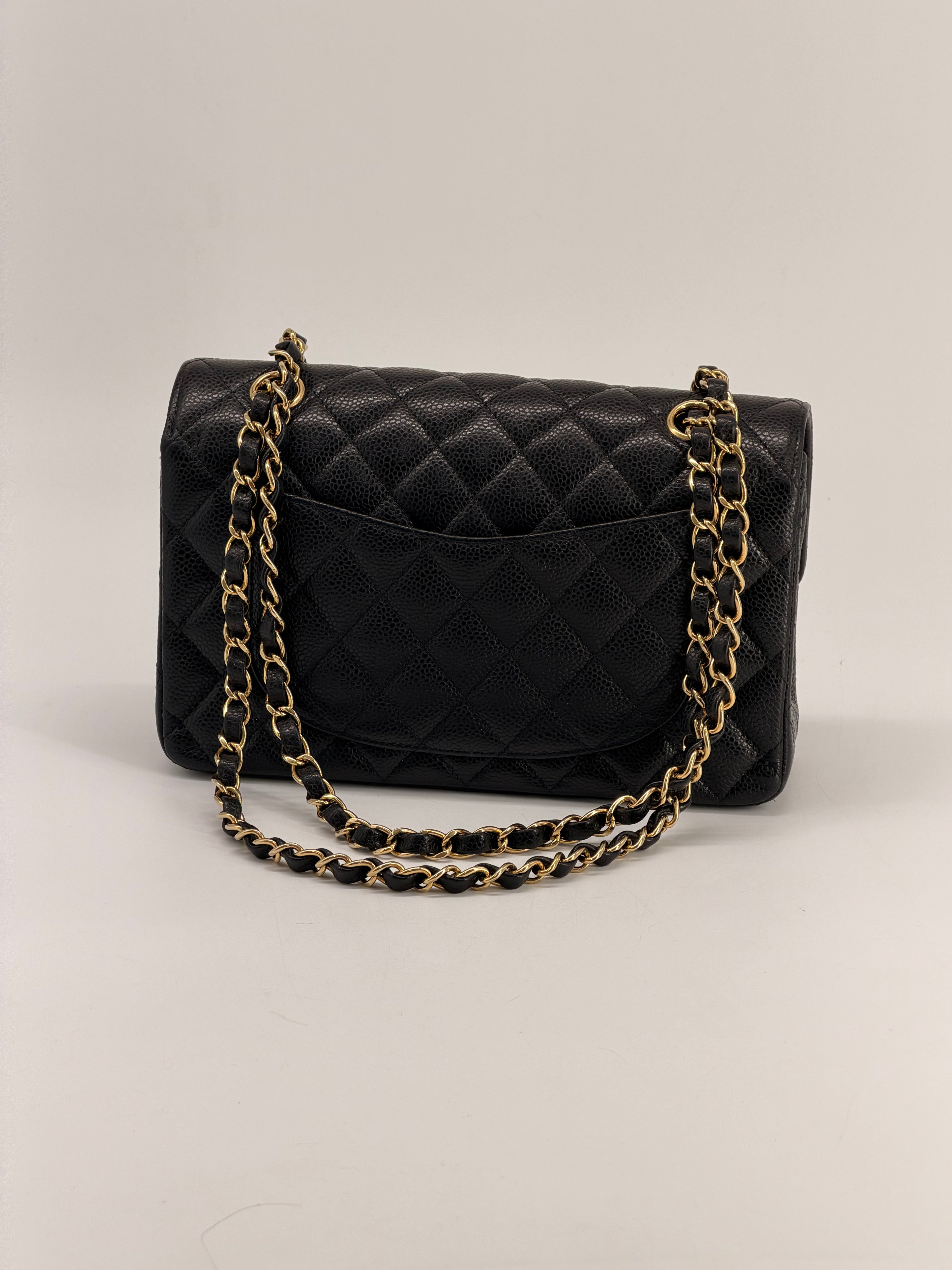 Chanel Classic Double Flap Small Caviar Black Leather Shoulder Bag Gold HRW NFC