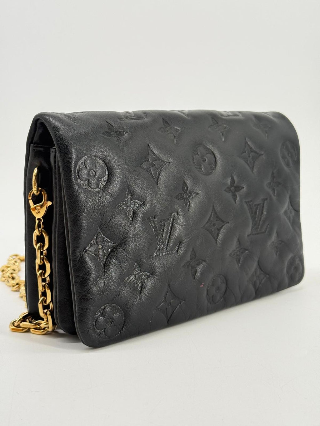 Louis Vuitton Monogram Embossed Pochette Coussin Black Crossbody Bag