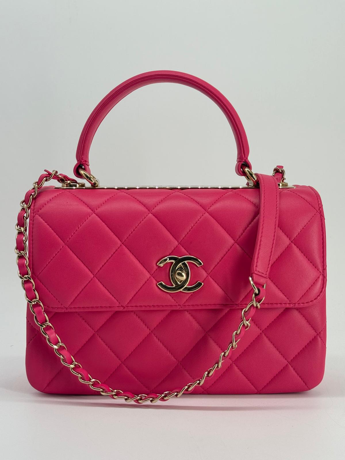 Chanel Trendy CC Pink Lambskin Quilted Top Handle Bag