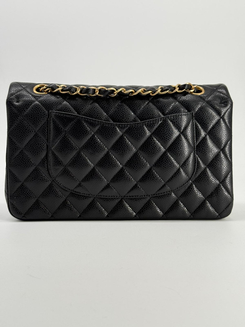 Chanel Medium Double Flap Caviar Black Leather Shoulder Bag