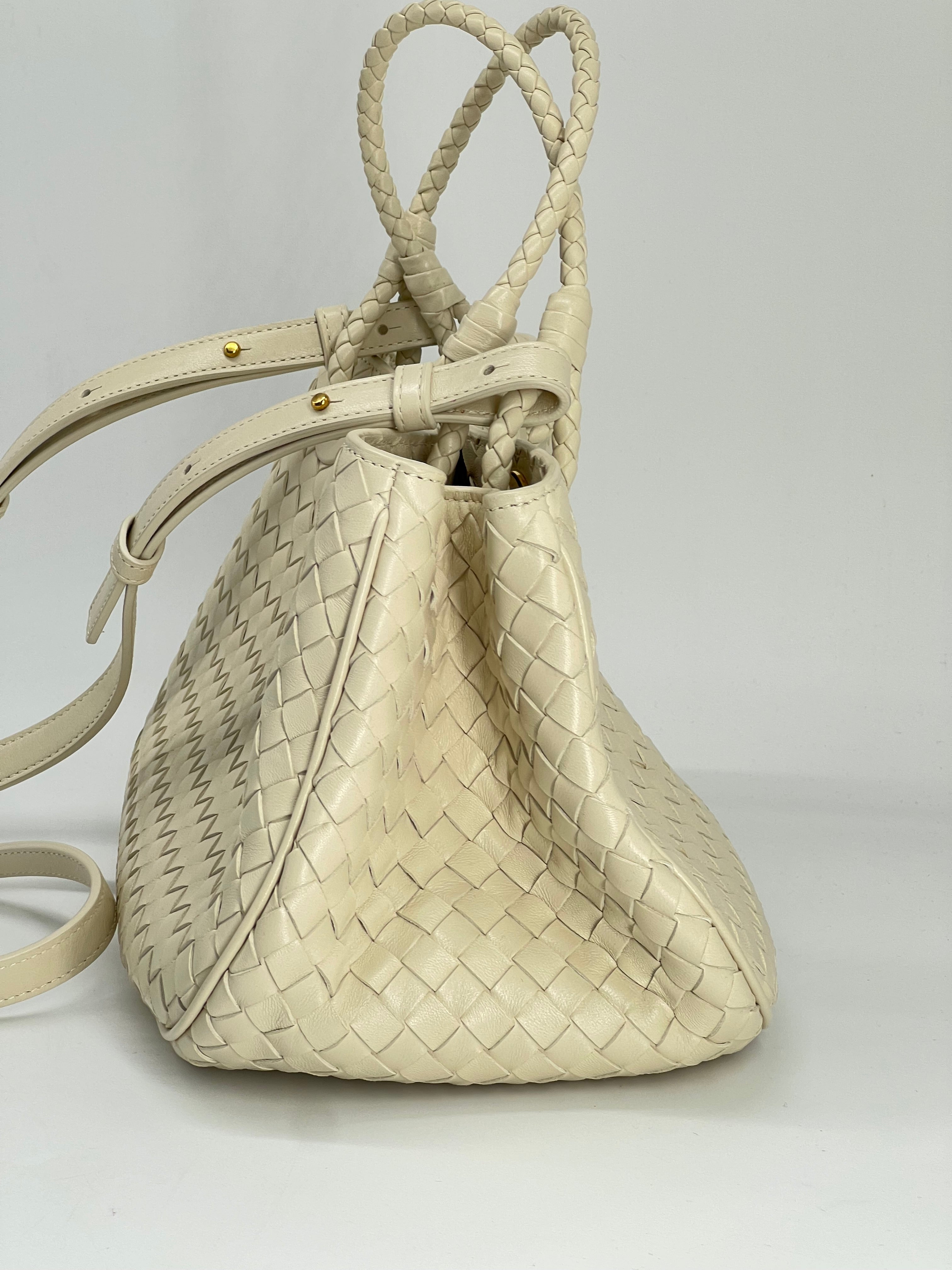 Bottega Veneta Nappa Intrecciato Basket Bag In Sea Salt Leather