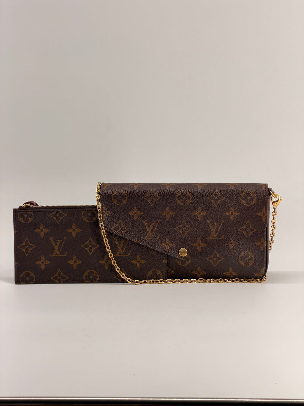 Louis Vuitton Pochette Felicie Brown Monogram Canvas Bag with pouch