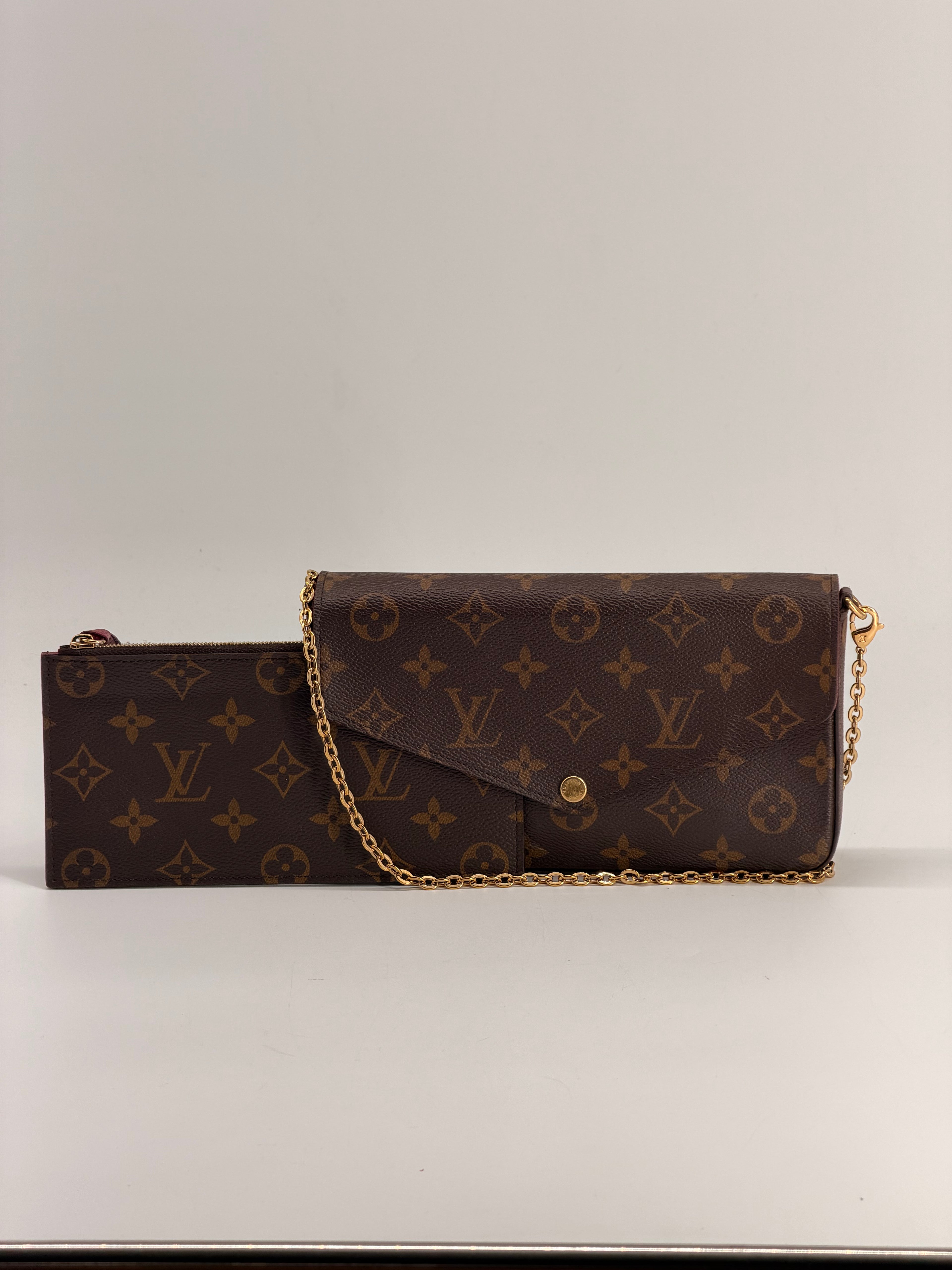 Louis Vuitton Pochette Felicie Brown Monogram Canvas Bag with pouch