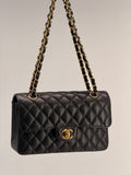 Chanel Classic Double Flap Small Caviar Black Leather Shoulder Bag Gold HRW NFC