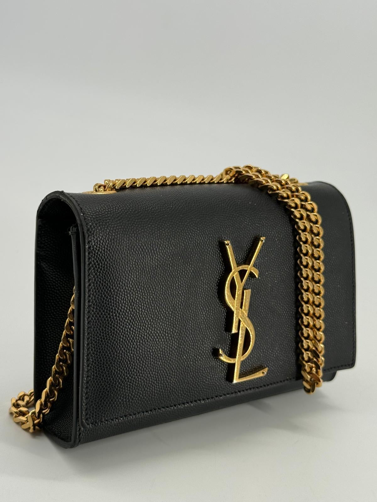 Saint Laurent Grain De Poudre Small Kate Satchel Black Shoulder Bag