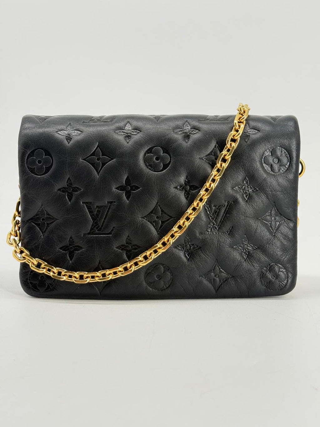 Louis Vuitton Monogram Embossed Pochette Coussin Black Crossbody Bag