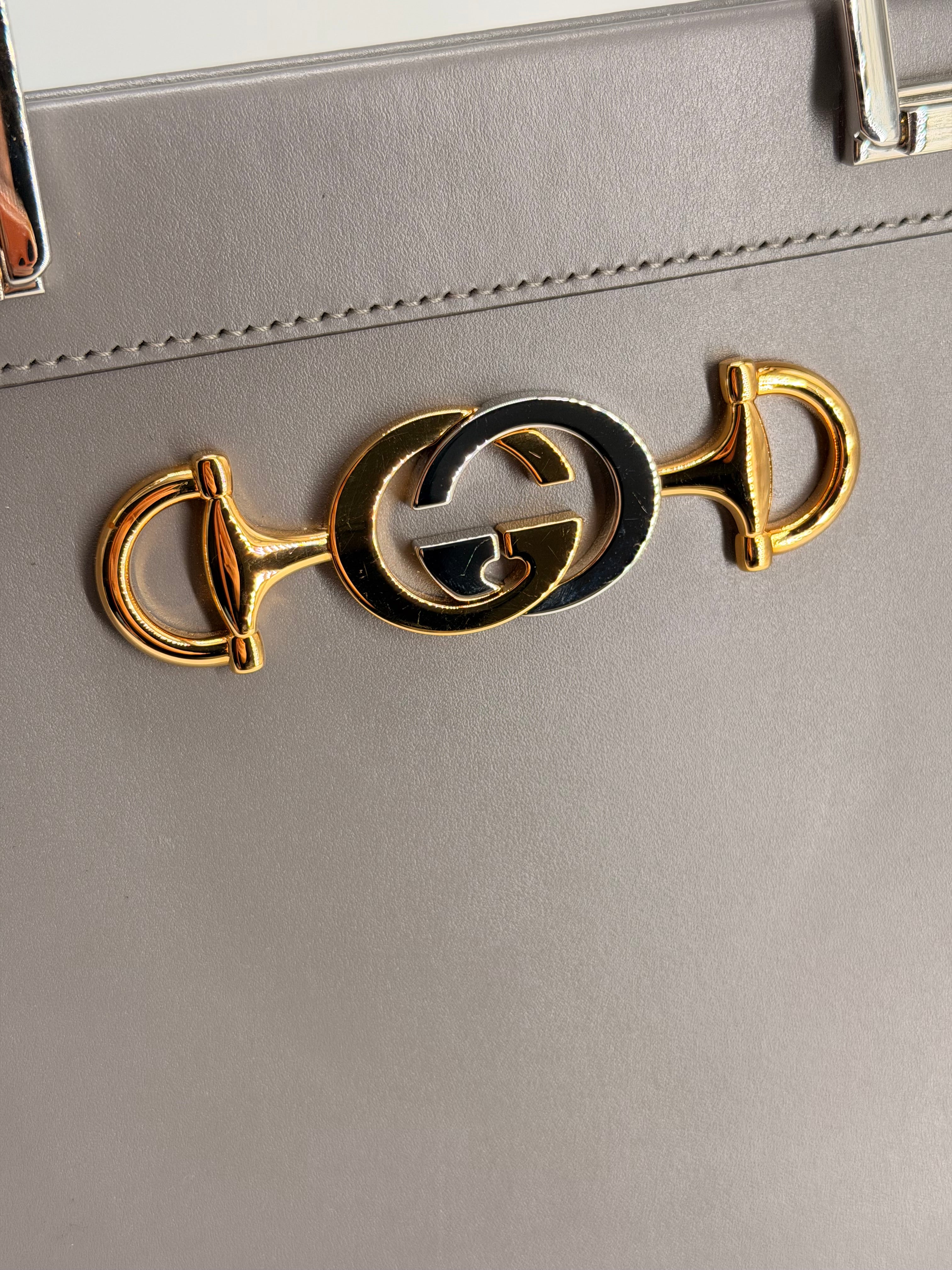 Gucci Zumi Zumi Medium Gray Leather Handbag