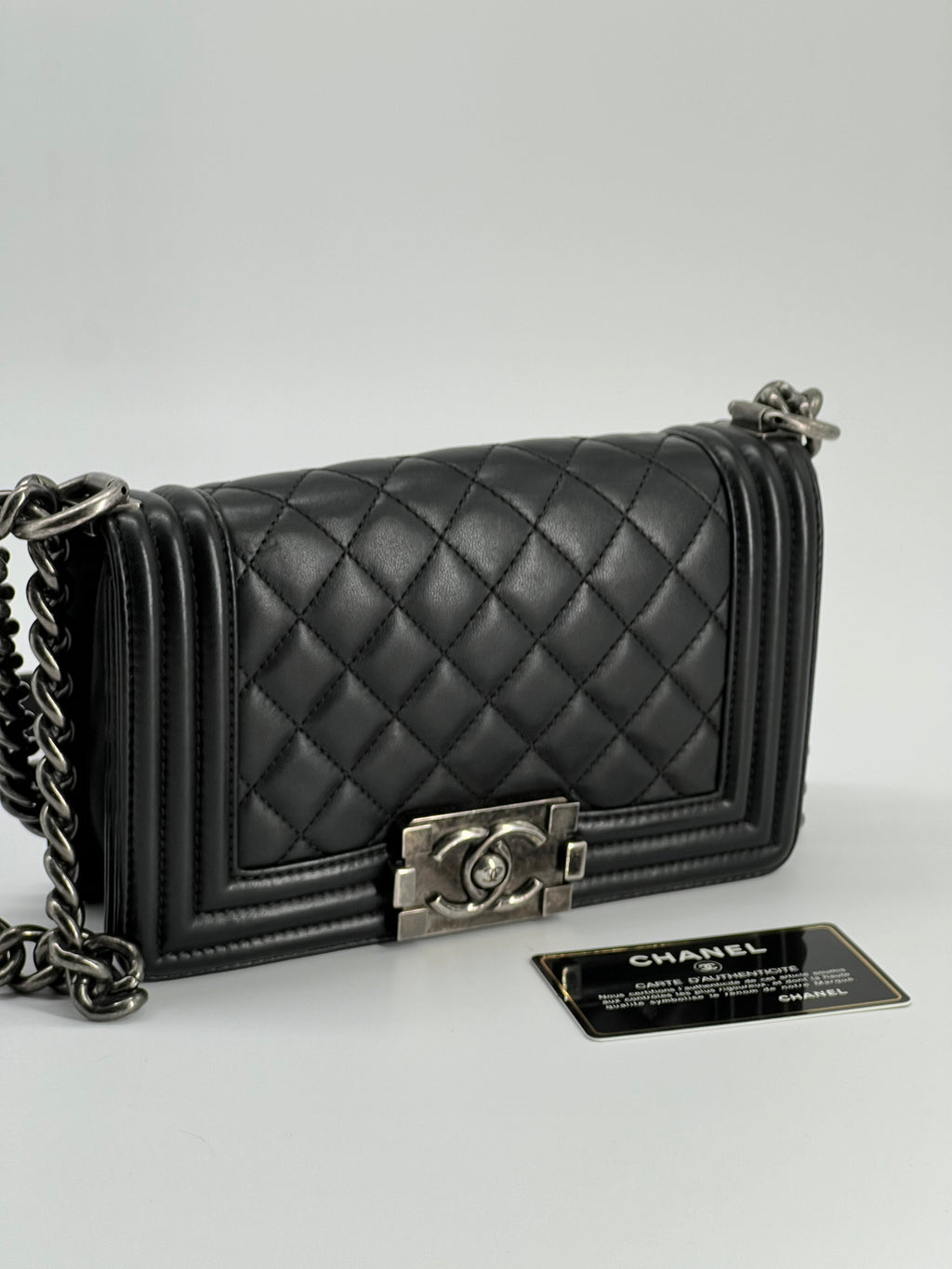 Chanel Small Boy Bag Black Lambskin Shoulder Bag