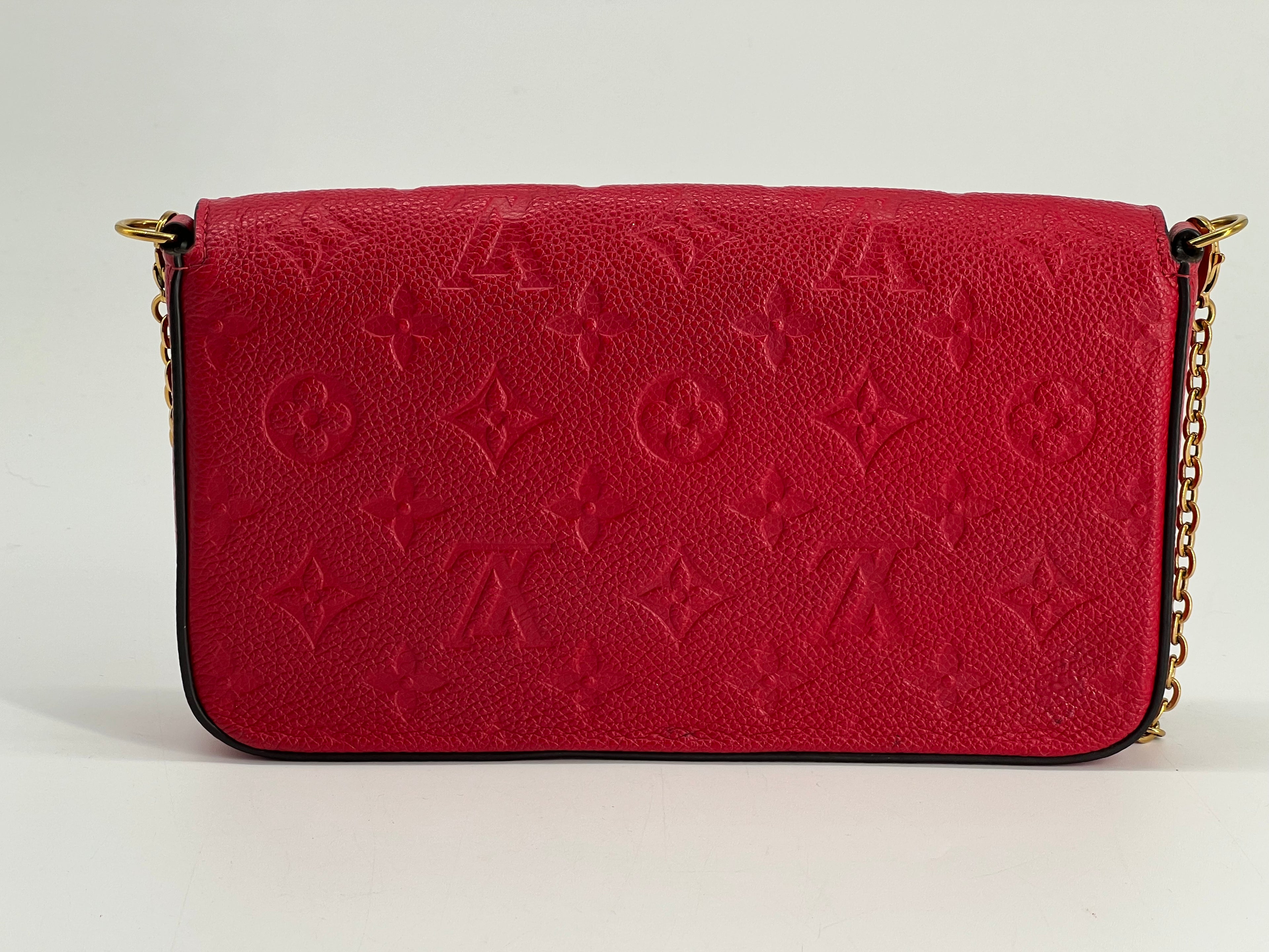 Louis Vuitton Felicie Pochette Monogram Empreinte Leather Red