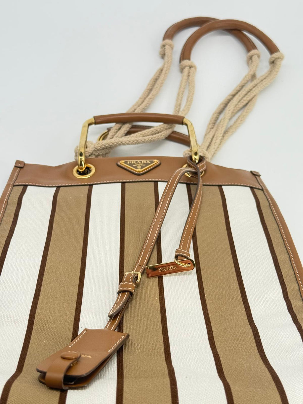 Prada Tote Canvas and Leather Limited Edition Tote Bag