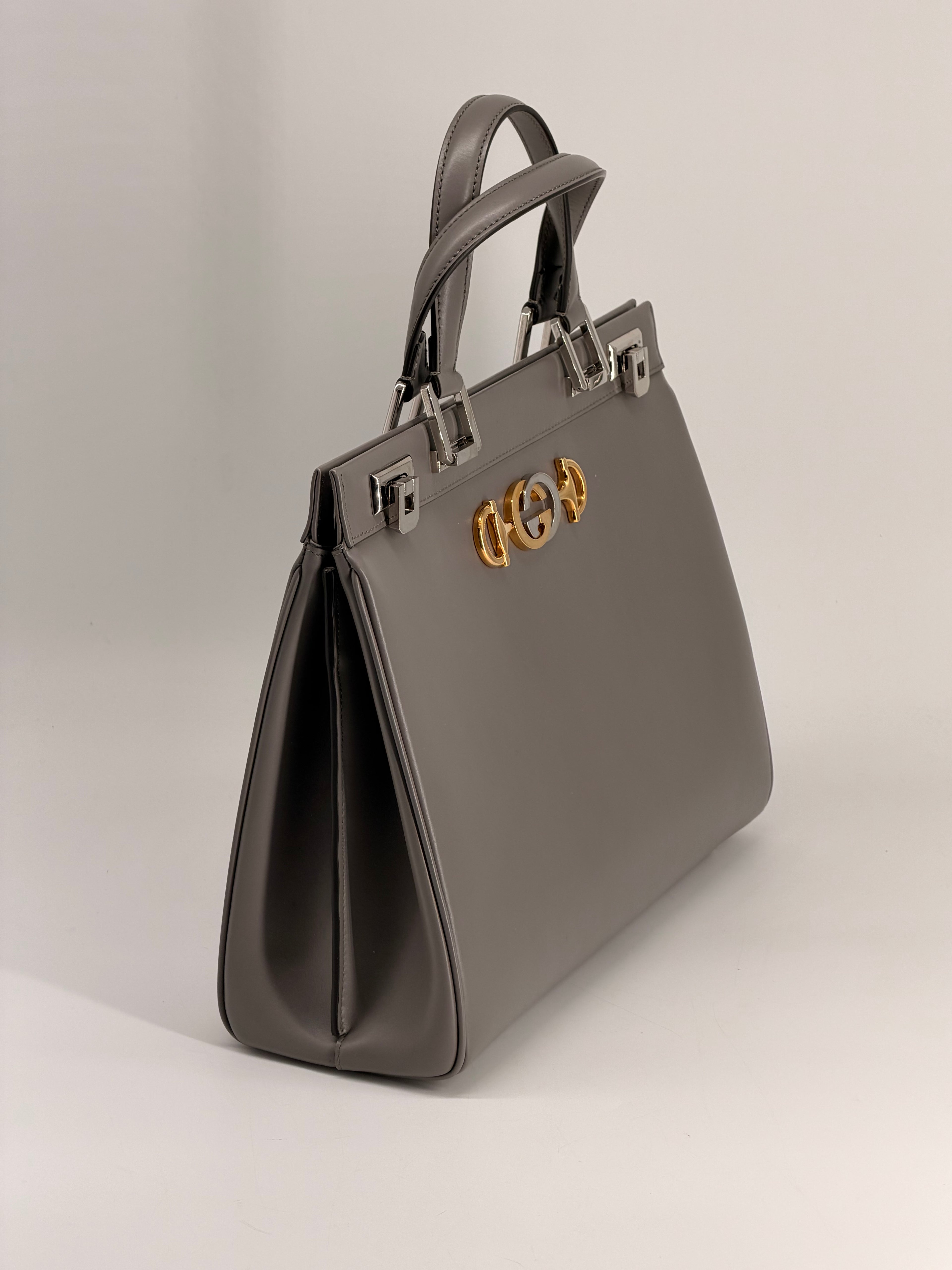 Gucci Zumi Zumi Medium Gray Leather Handbag