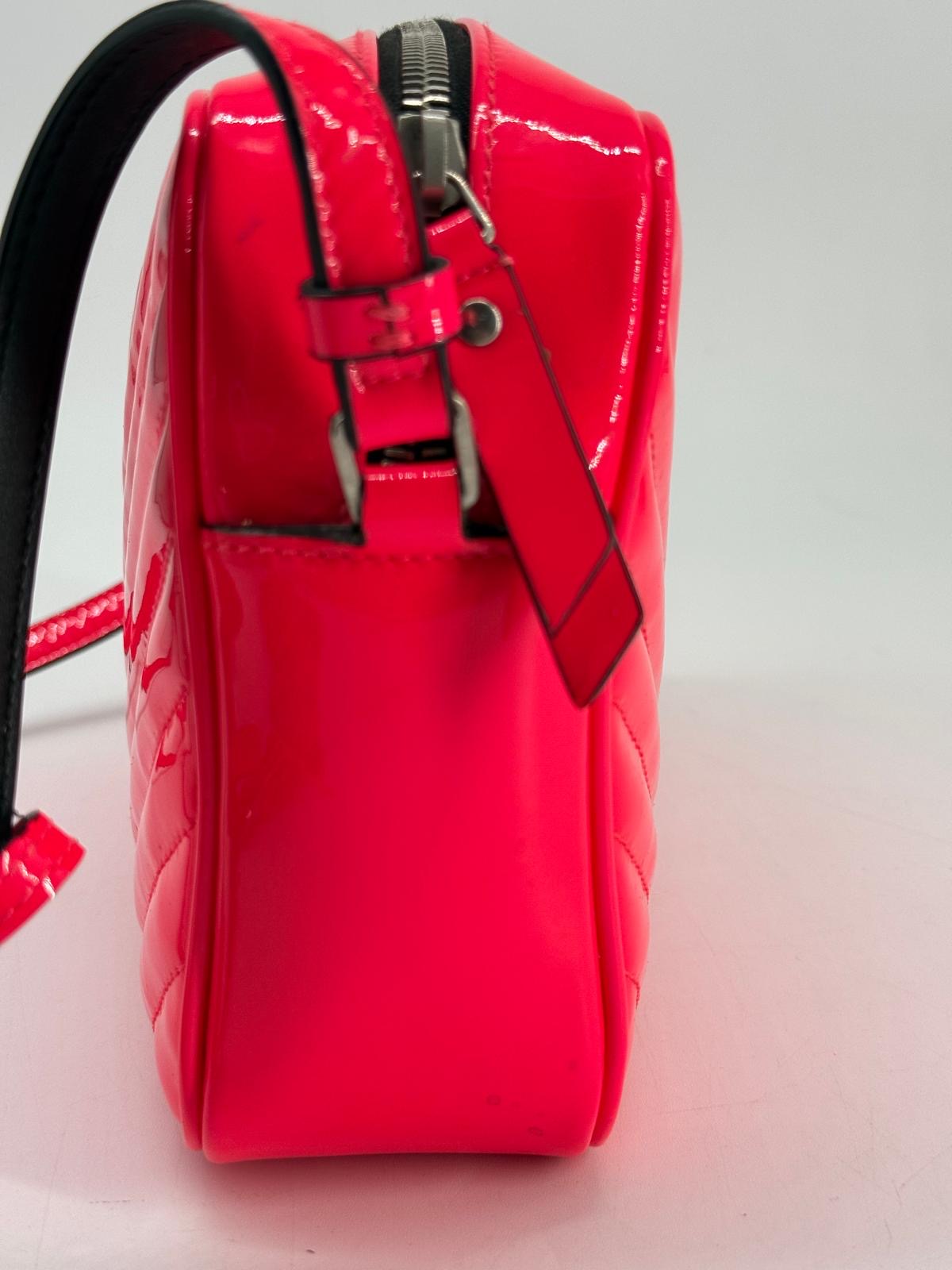 Saint Laurent Lou Camera Bag in Neon Pink Calfskin Leather