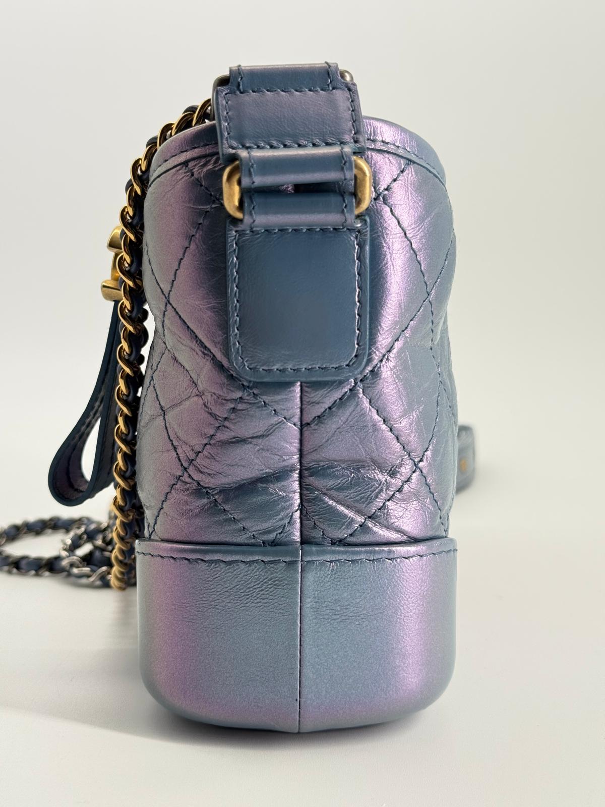 Chanel Gabrielle Small Hobo Iridescent Blue Metallic Shoulder Bag