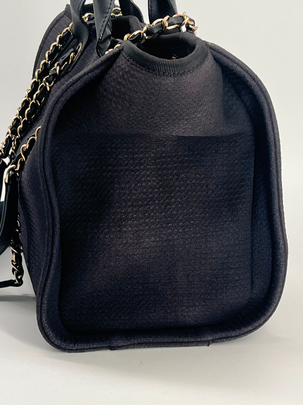 Chanel Deauville Tote Bag Small in Black Canvas Gold-Tone Hardware With Pouch