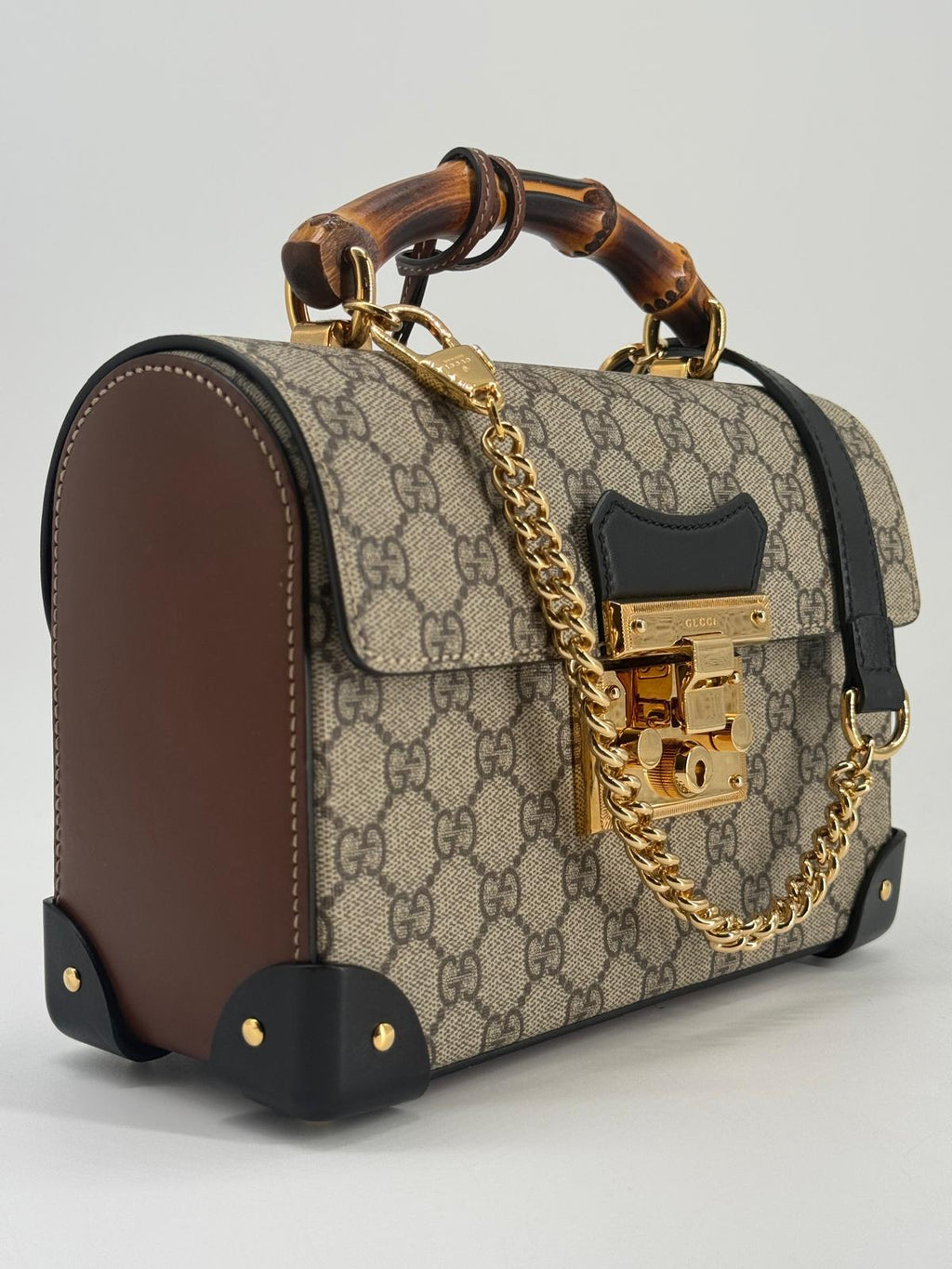 Gucci GG Small Supreme Padlock Bamboo Shoulder Bag