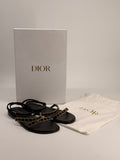 DIOR Diorissime Sandal Black Suede Goatskin and Silver-Tone Strass Size 36 NEW