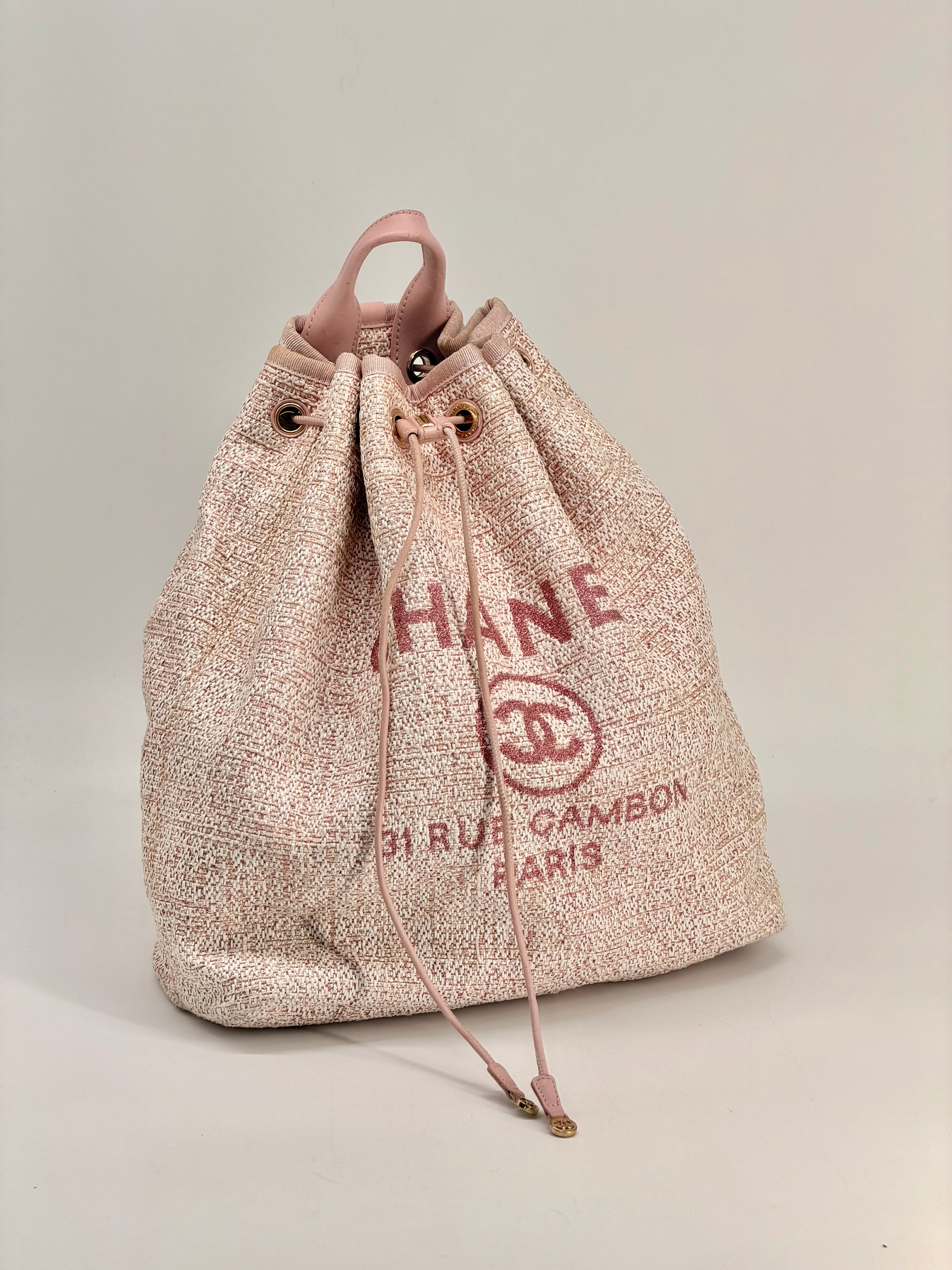 CHANEL Deauville Backpack Pink Drawstring Backpack