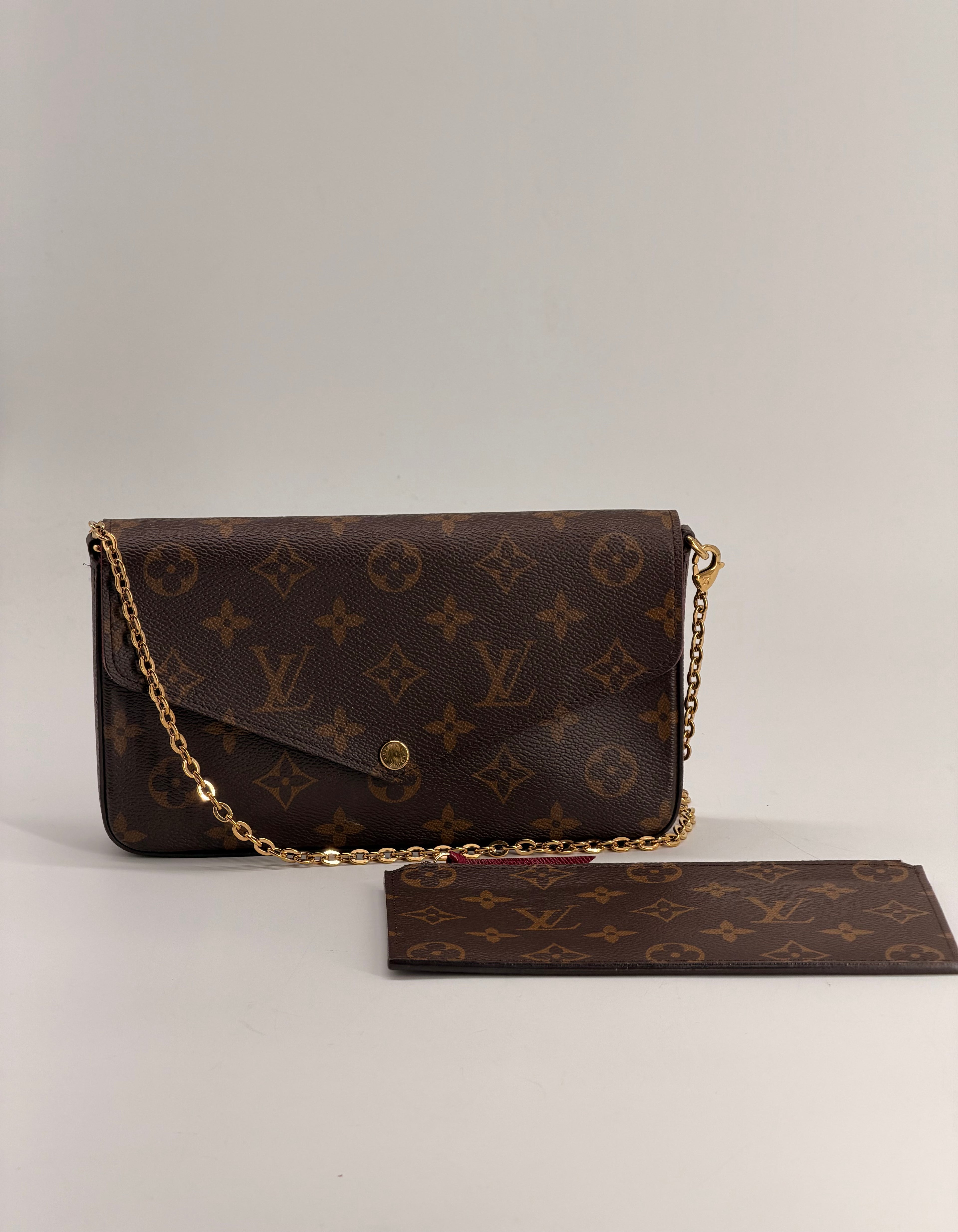 Louis Vuitton Pochette Felicie Brown Monogram Canvas Bag with pouch