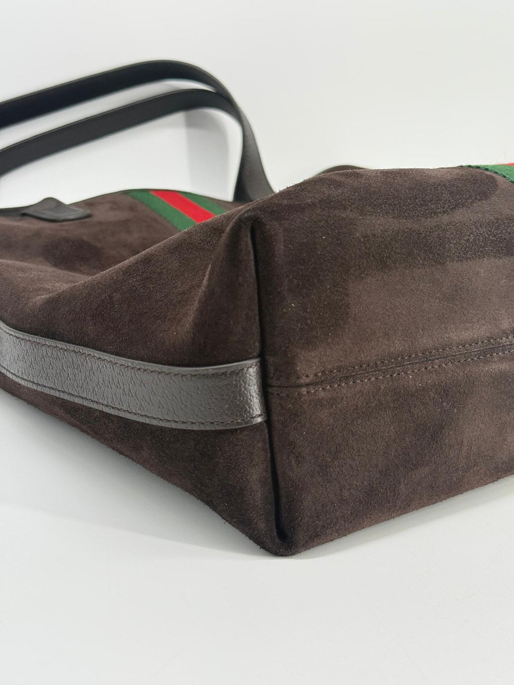 Gucci GG Web Suede Leather Tote Bag