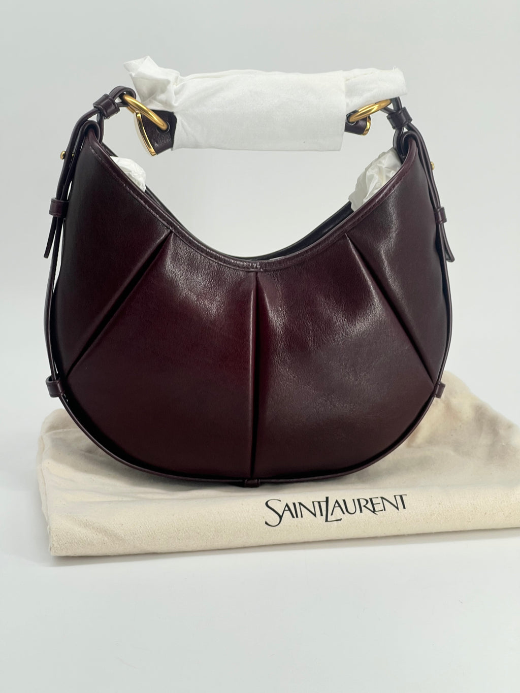 Saint Laurent Mombasa Burgundy Leather Shoulder Bag