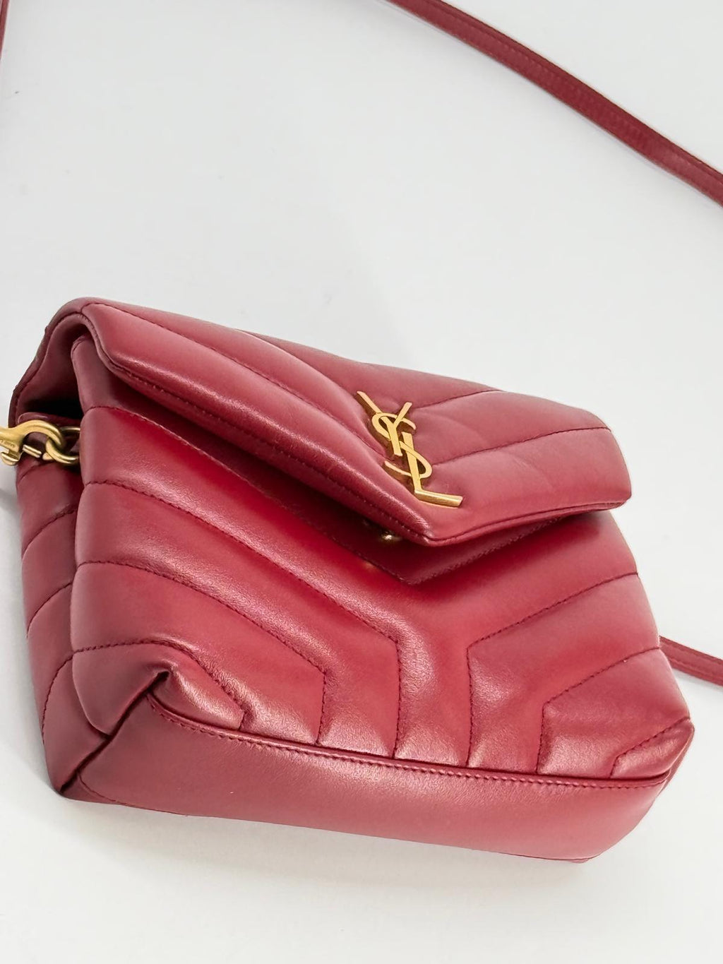 Saint Laurent Loulou Toy Quilted Burgundy Leathers with Gold Hardware