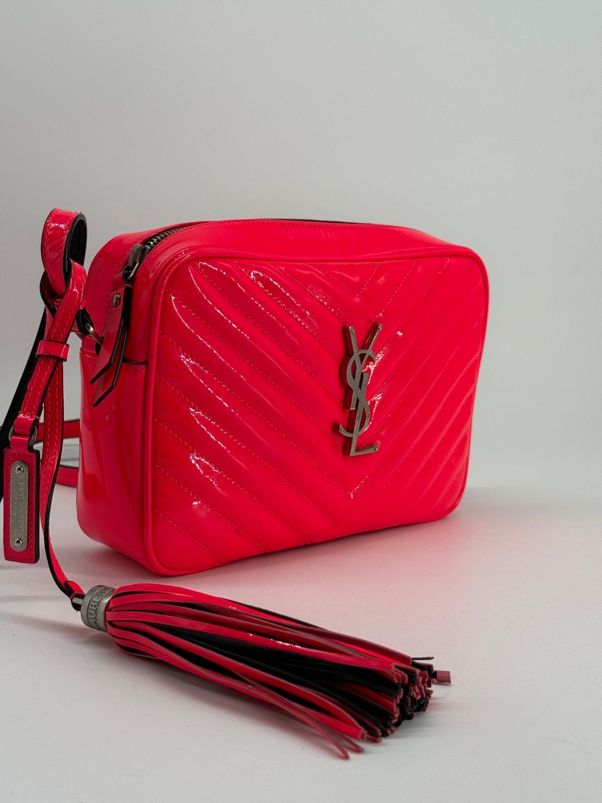 Saint Laurent Lou Camera Bag in Neon Pink Calfskin Leather