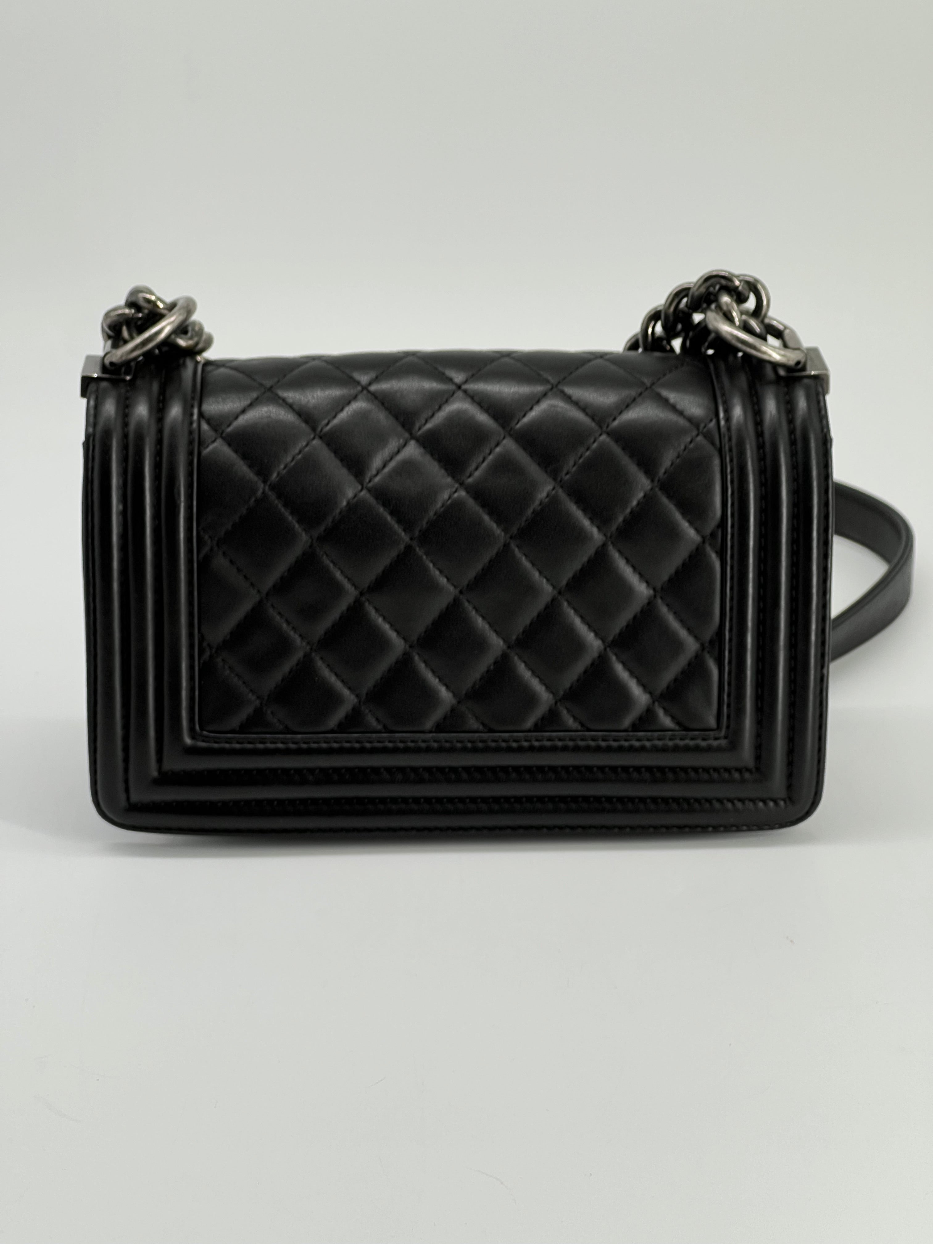Chanel Small Boy Bag Black Lambskin Shoulder Bag